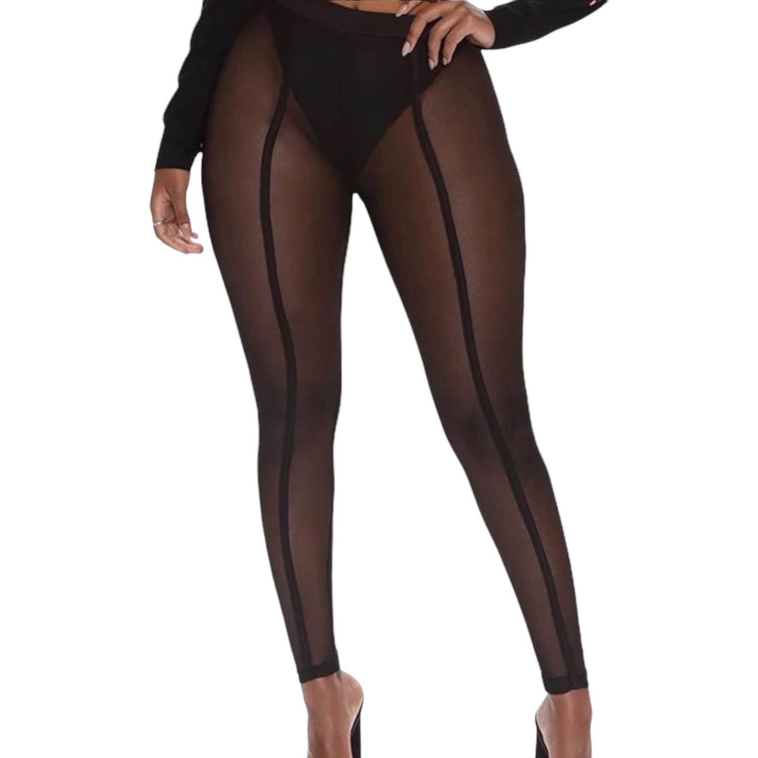 High Heel Jungle By Kathryn Eisman Women's Racer Sheer Pants - Black In Black