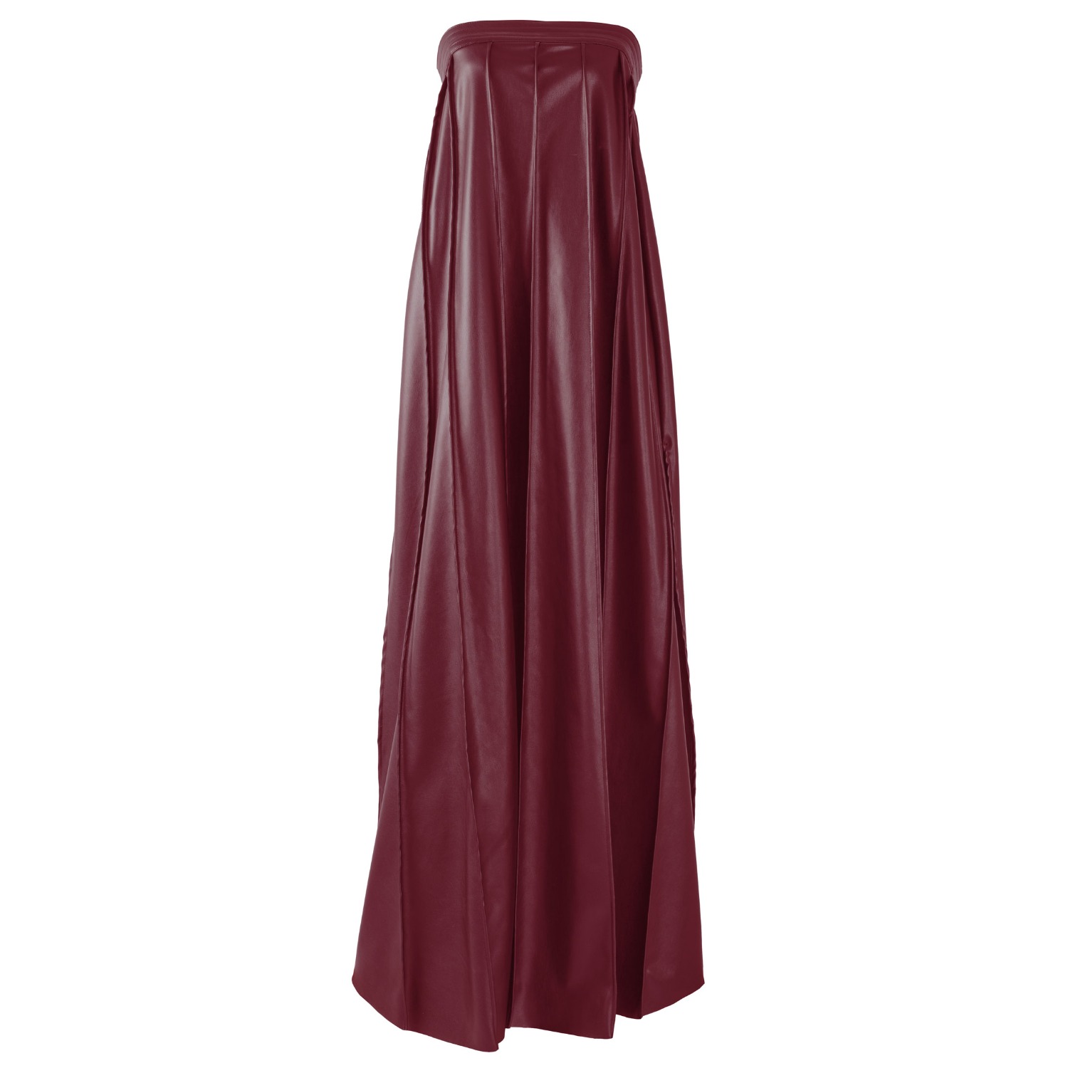 Pleated Burgundy Leather Maxi Dress  Strapless Designer Evening Gown In  Faux | Kargede | Wolf & Badger