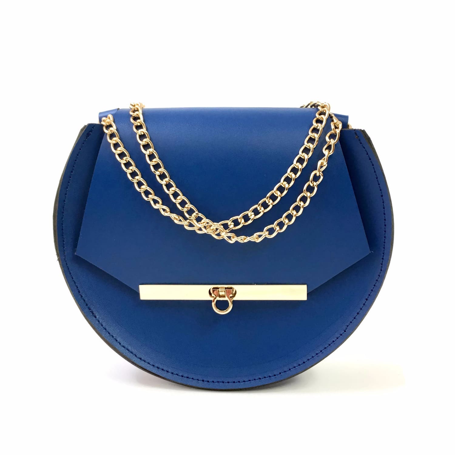 blue chain bag