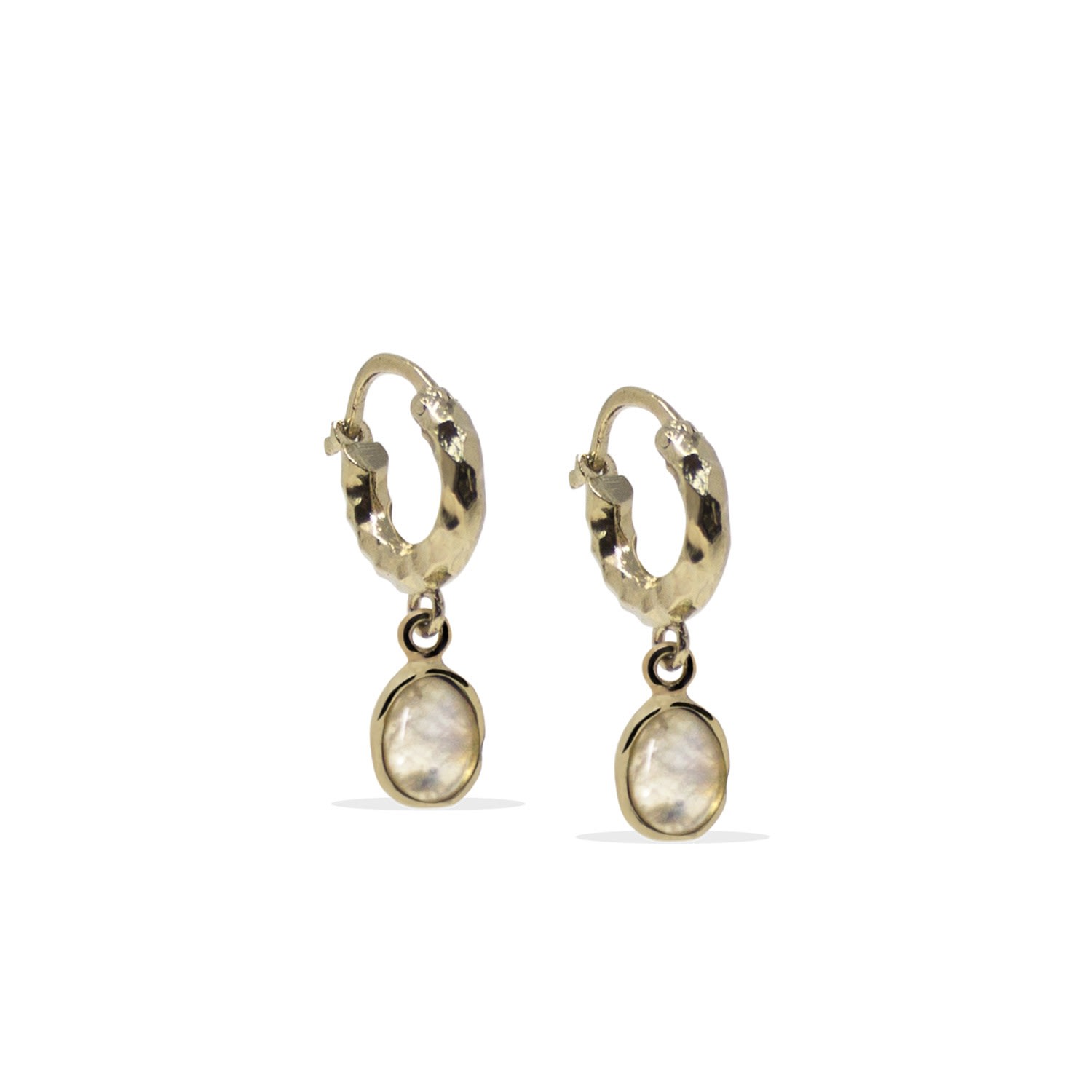 Women’s Gold / White Cosmo Gold-Plated Moonstone Hoop Earrings Vintouch Italy