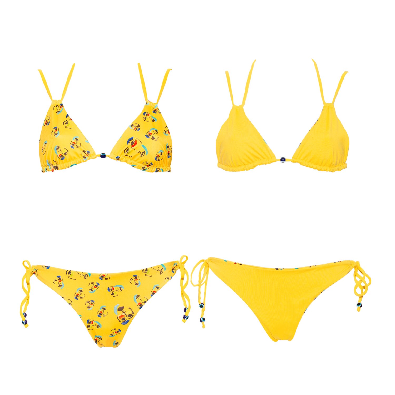 Aulala Paris Women's Yellow / Orange Aulala X Percheye Reversible Bikini Macaron - Yellow & Orange In Yellow/orange