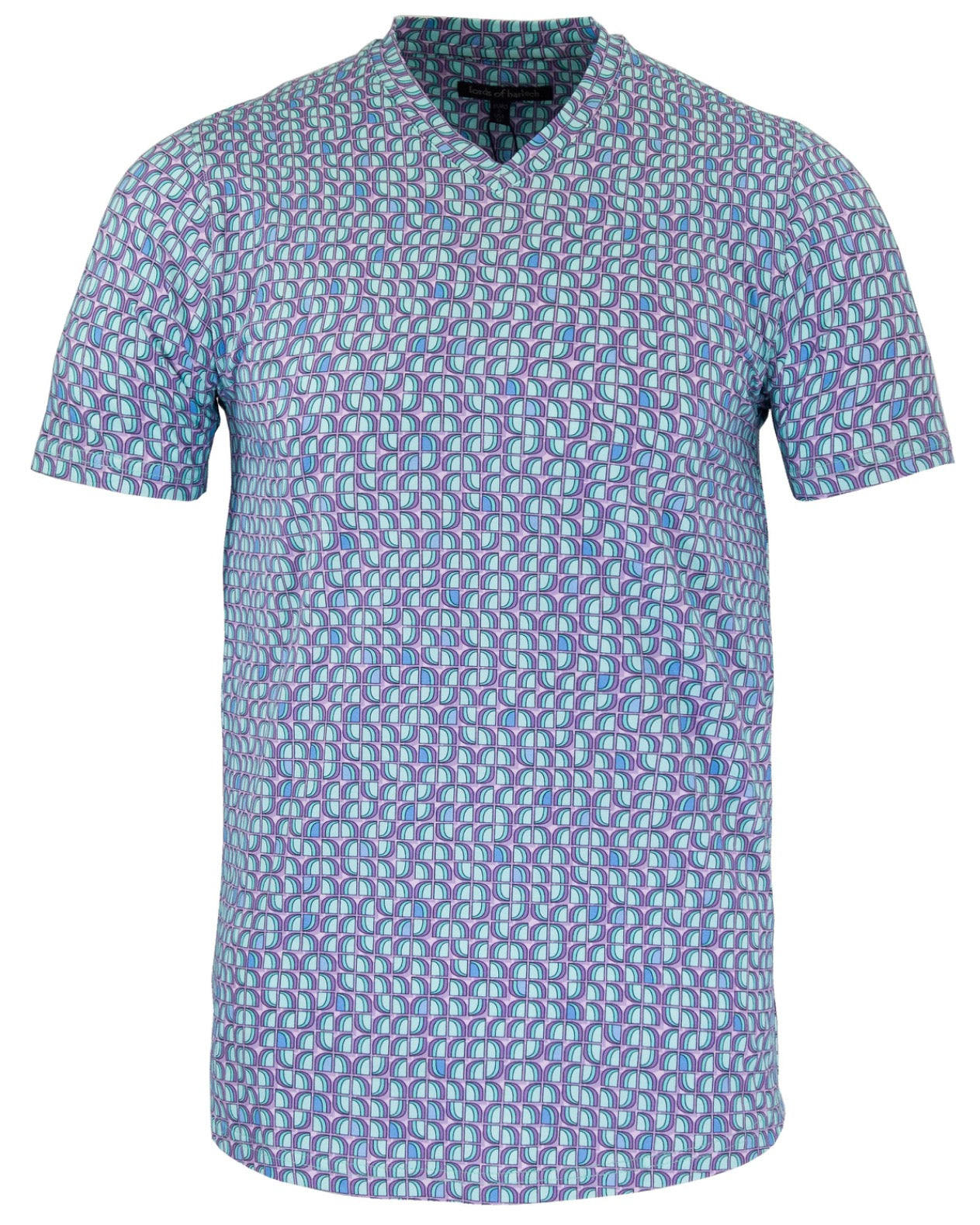 Lords Of Harlech Men's Green Maze Petal Trio V-neck Tee -spearmint In Green