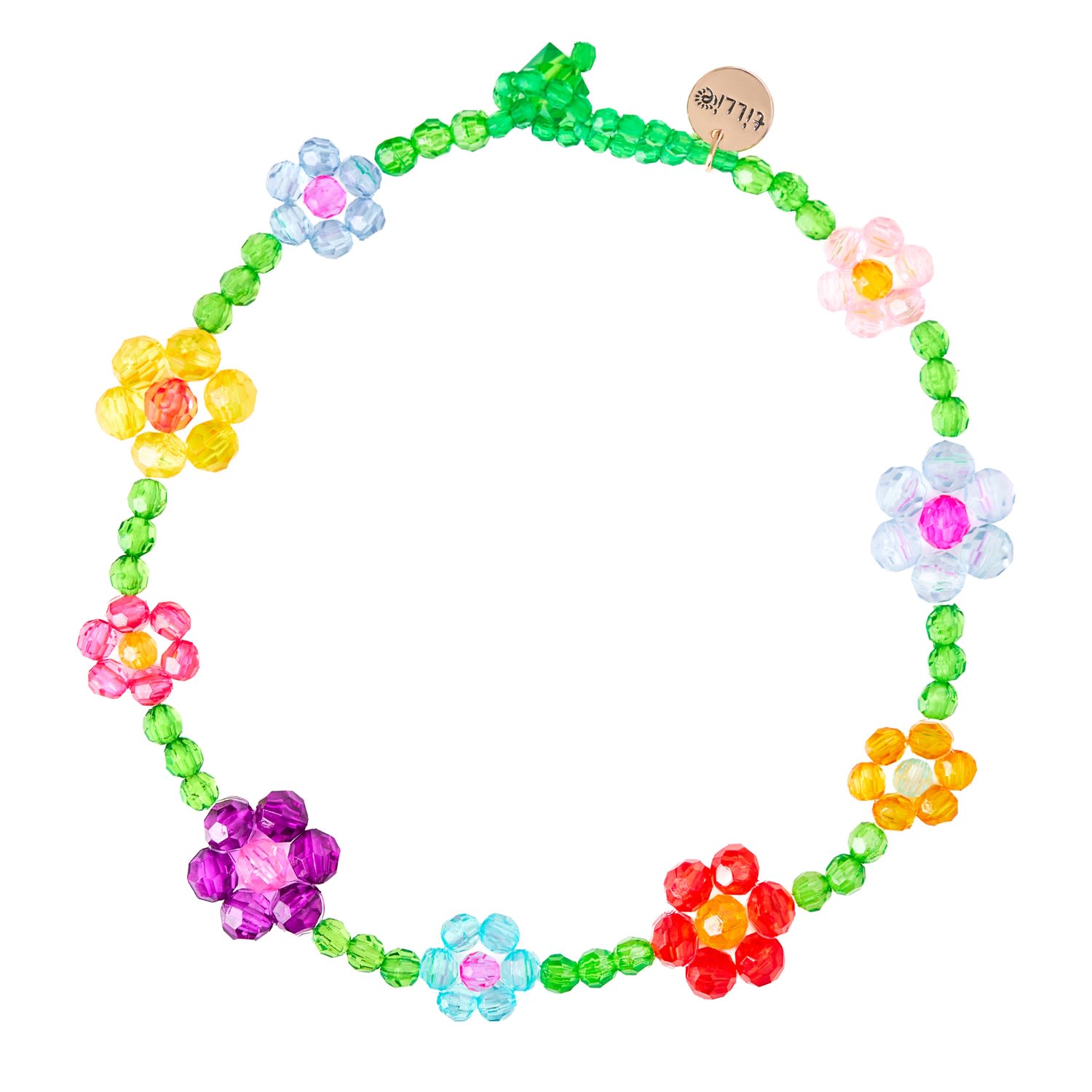 Tillie Beads Women's Green Handmade Floral Beaded Necklace – Vibrant Garden-inspired Statement Piece In Green
