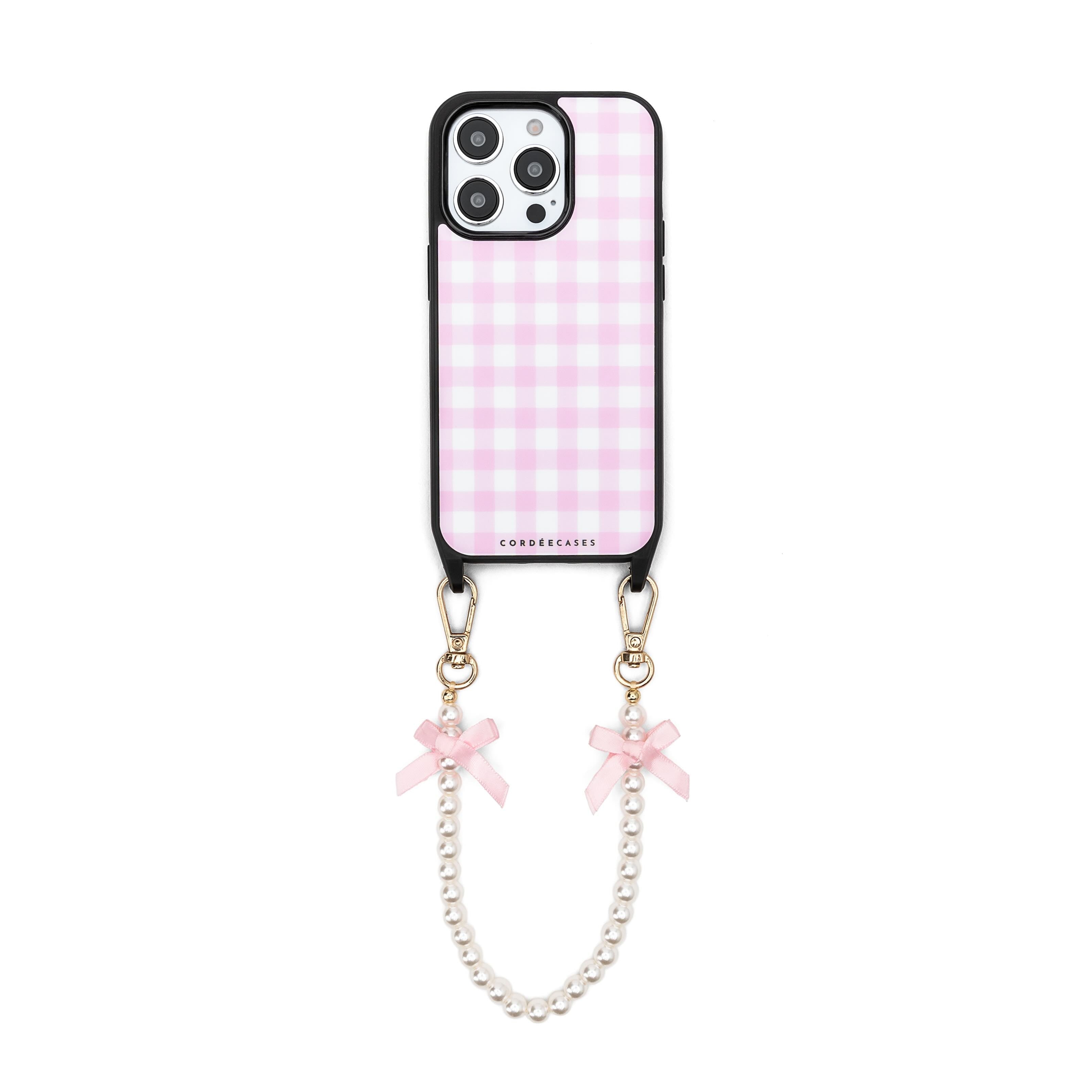 Cordée Cases Pink / Purple / White Gingham Darling Phone Wristlet Set Blush Magsafe In Pink/purple/white
