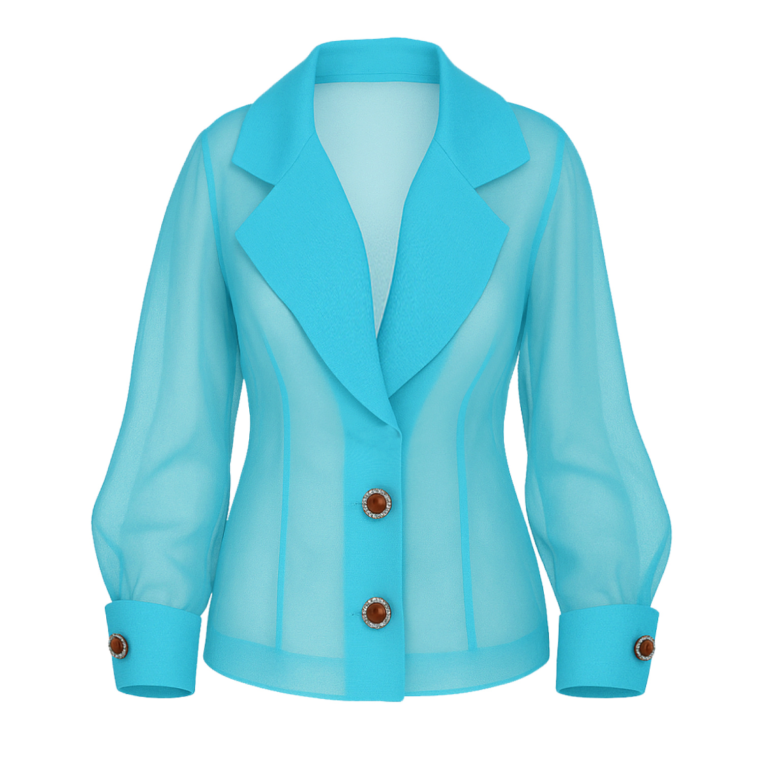 Sevdrus Women's Blue / Neutrals Just Blue Organza Shirt Runway Collection