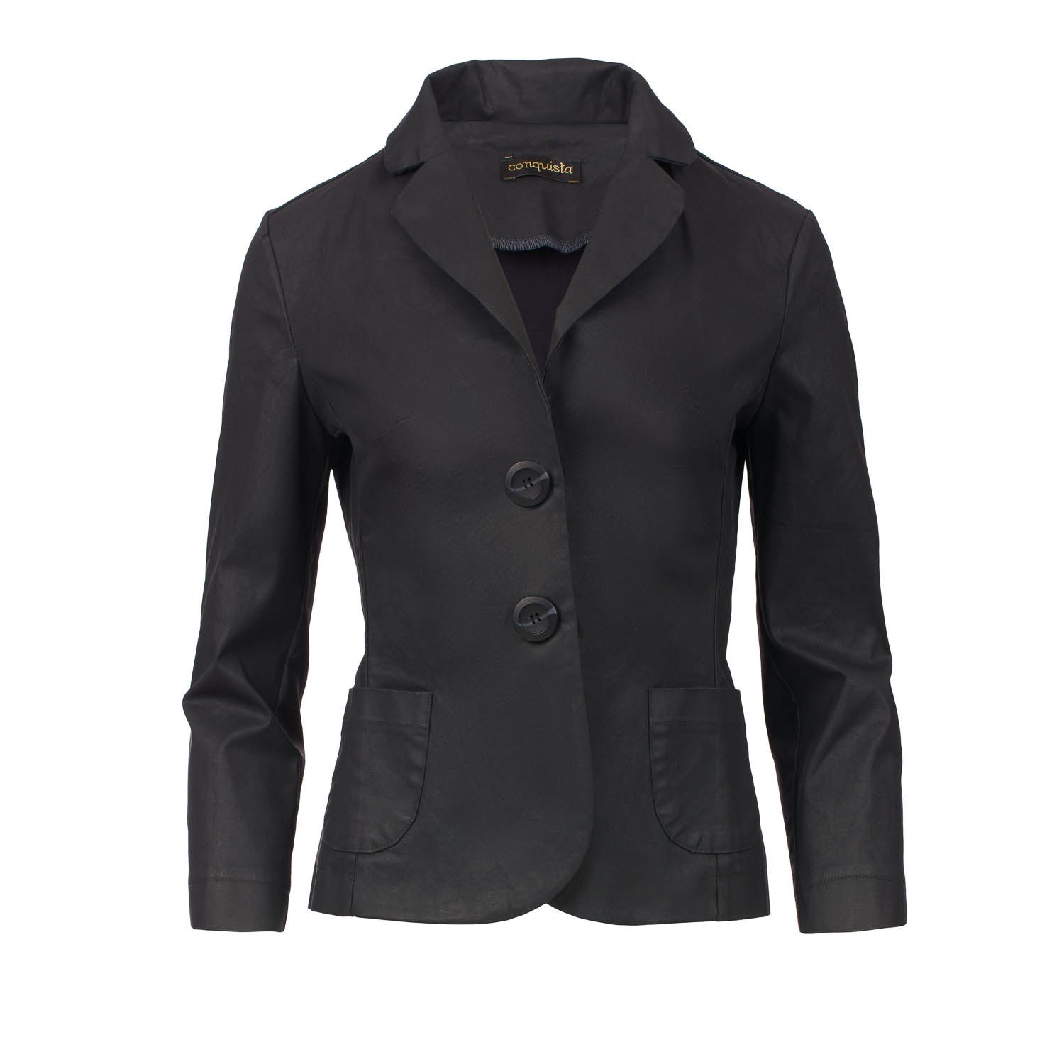 Conquista Women's Black Washed Cotton Gabardine Blazer –