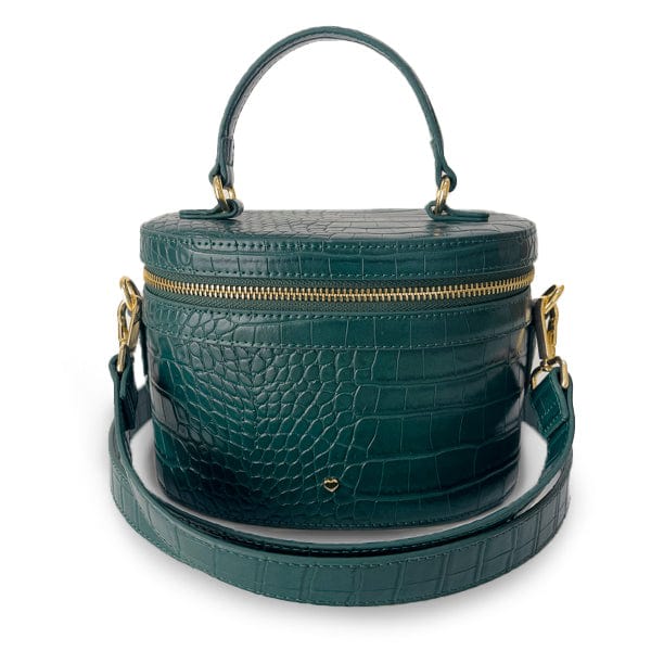 Jlr London Women's Green Vegan Leather Croc Aspen Circle Bag - Emerald