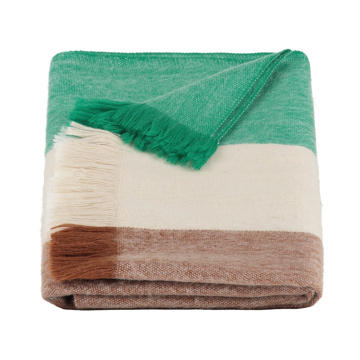 Alpaca Loca Women's Green / Brown Scarf, Shawl Striped Botanic Green & Naturals - Alpaca Wool In Multi