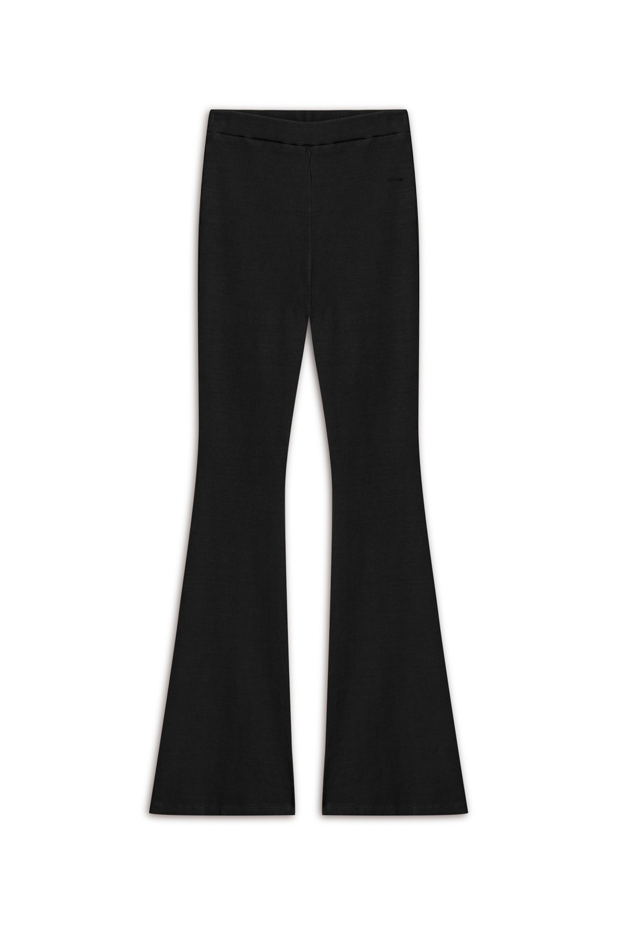 Nocturne Women's Black Ribbed Flared Pants In Black