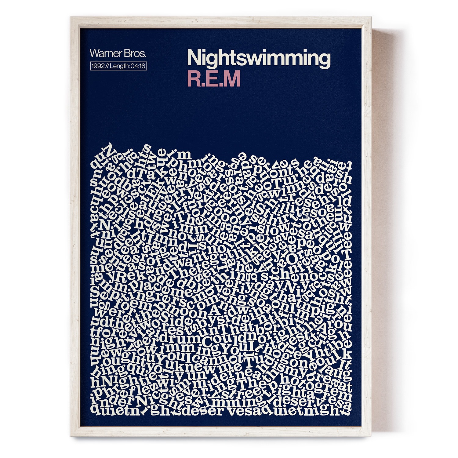 Reign & Hail Nightswimming - Rem - Song Lyric Print - A3