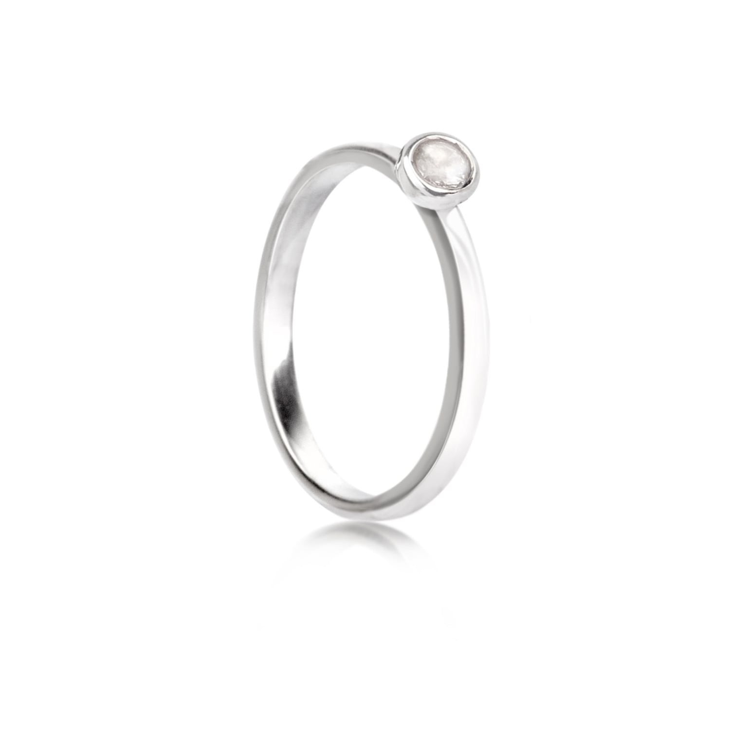 The Jewellery Store London Women's White / Silver April Birthstone Stackable Ring With Crystal Gemstone In Sterling Silver
