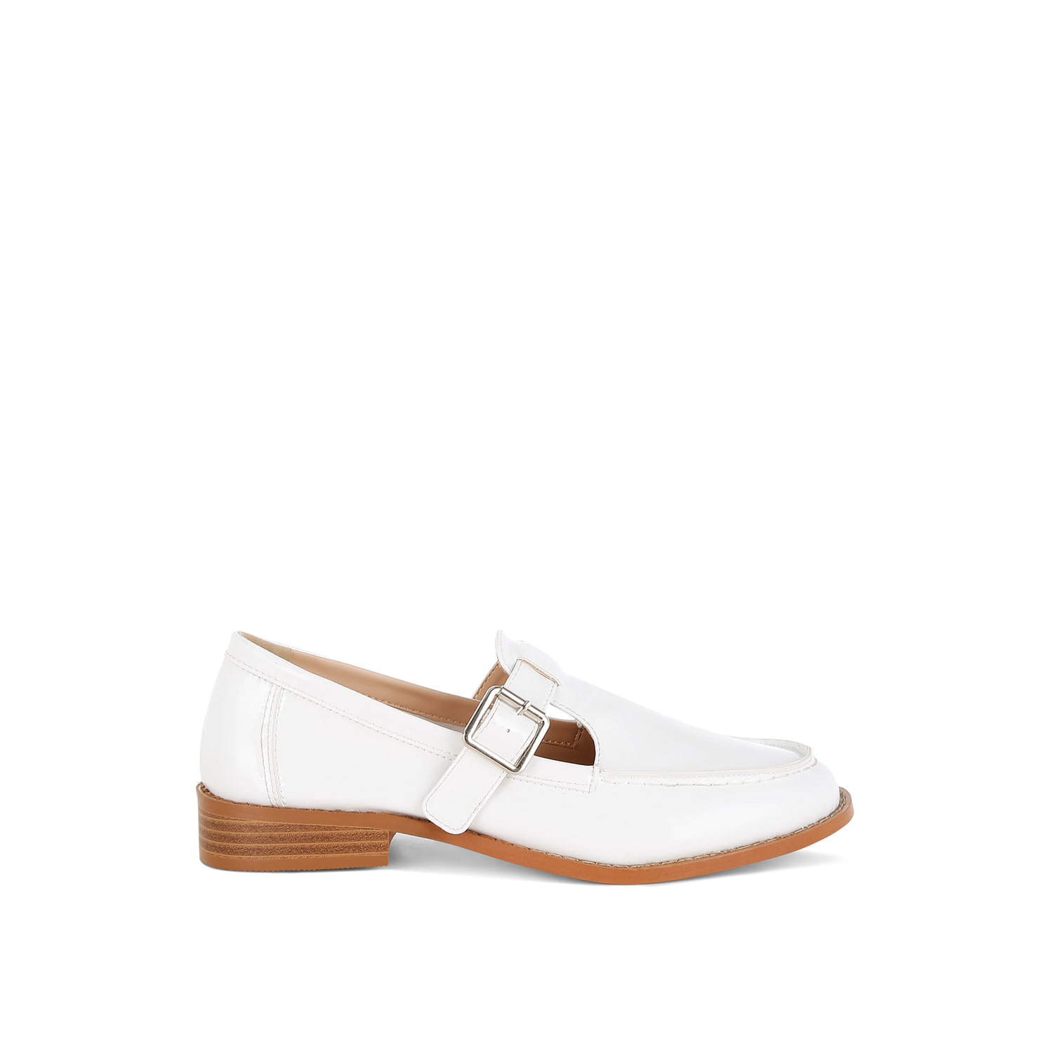 Rag & Co Women's Swenson Patent Pleather Mary Jane Loafers In White