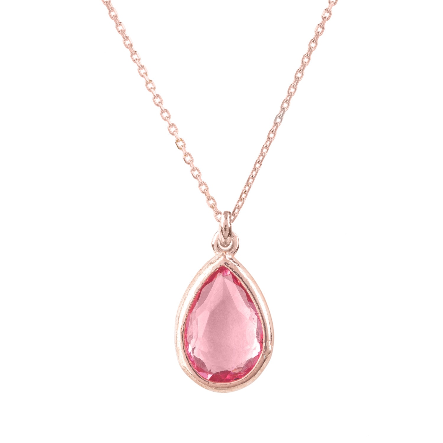 Women's Rose Gold / Red Pisa Mini Teardrop Necklace Rosegold Pink Tourmaline | Latelita