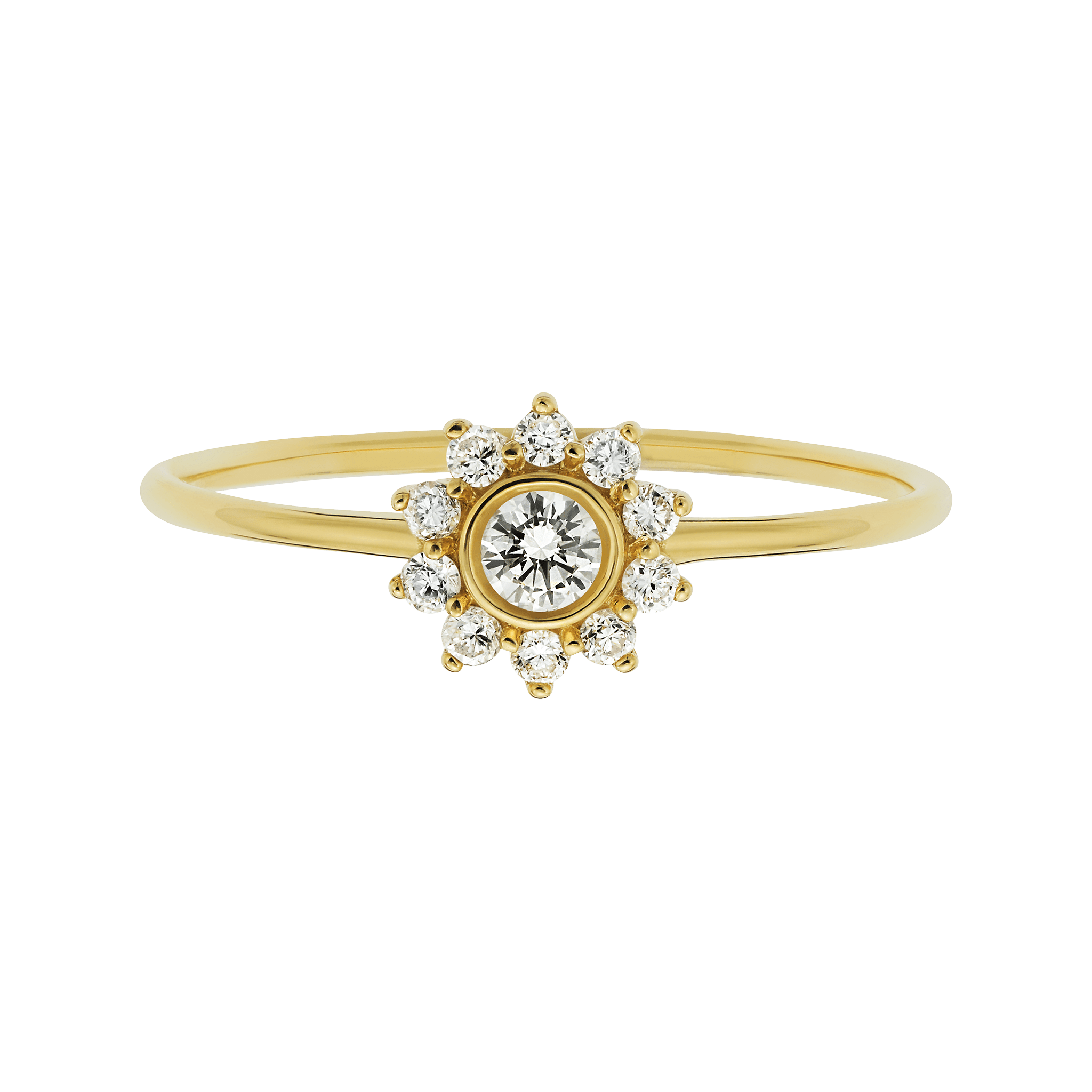 Women’s Solid 14Kt Gold Diamond Sunflower Ring La Kaiser