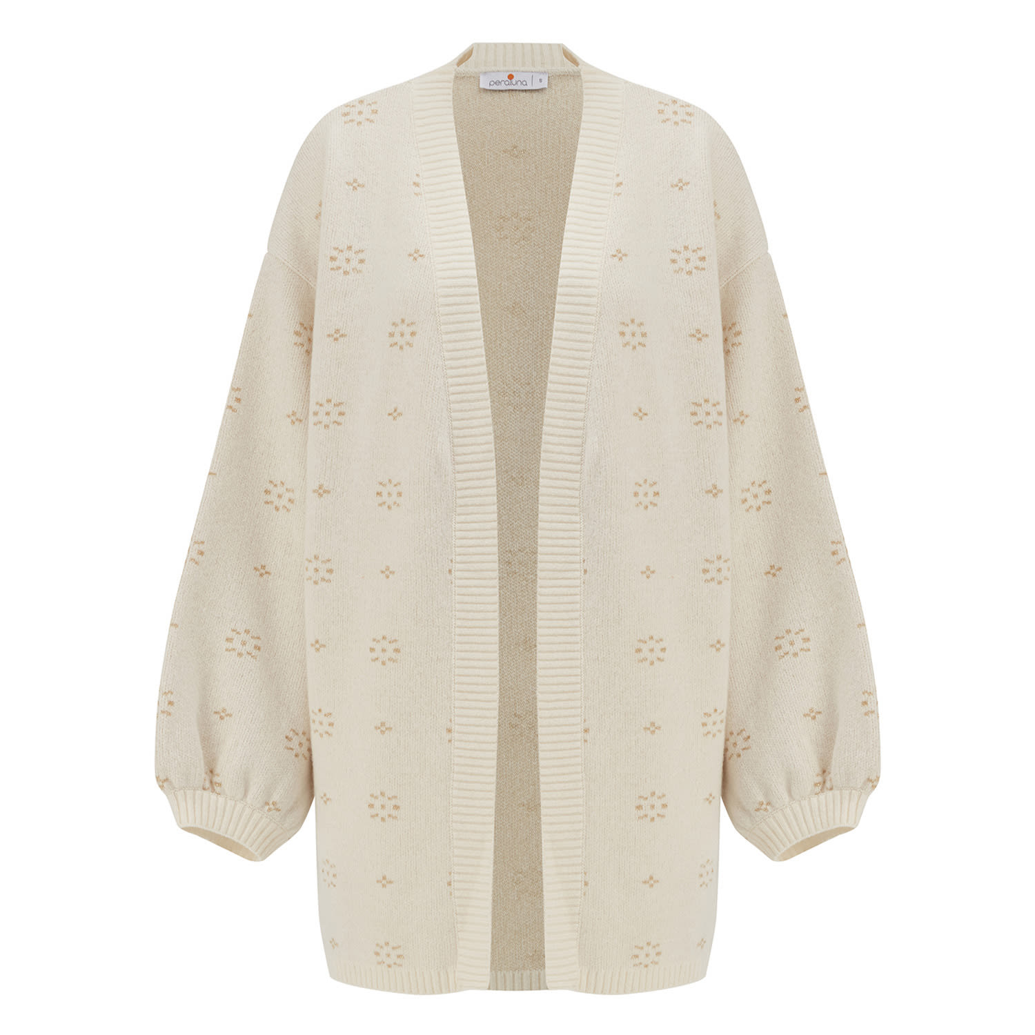 Peraluna Women's White Lulu Snow Flake Knit Sparkle Long Cardigan - Ecru In White