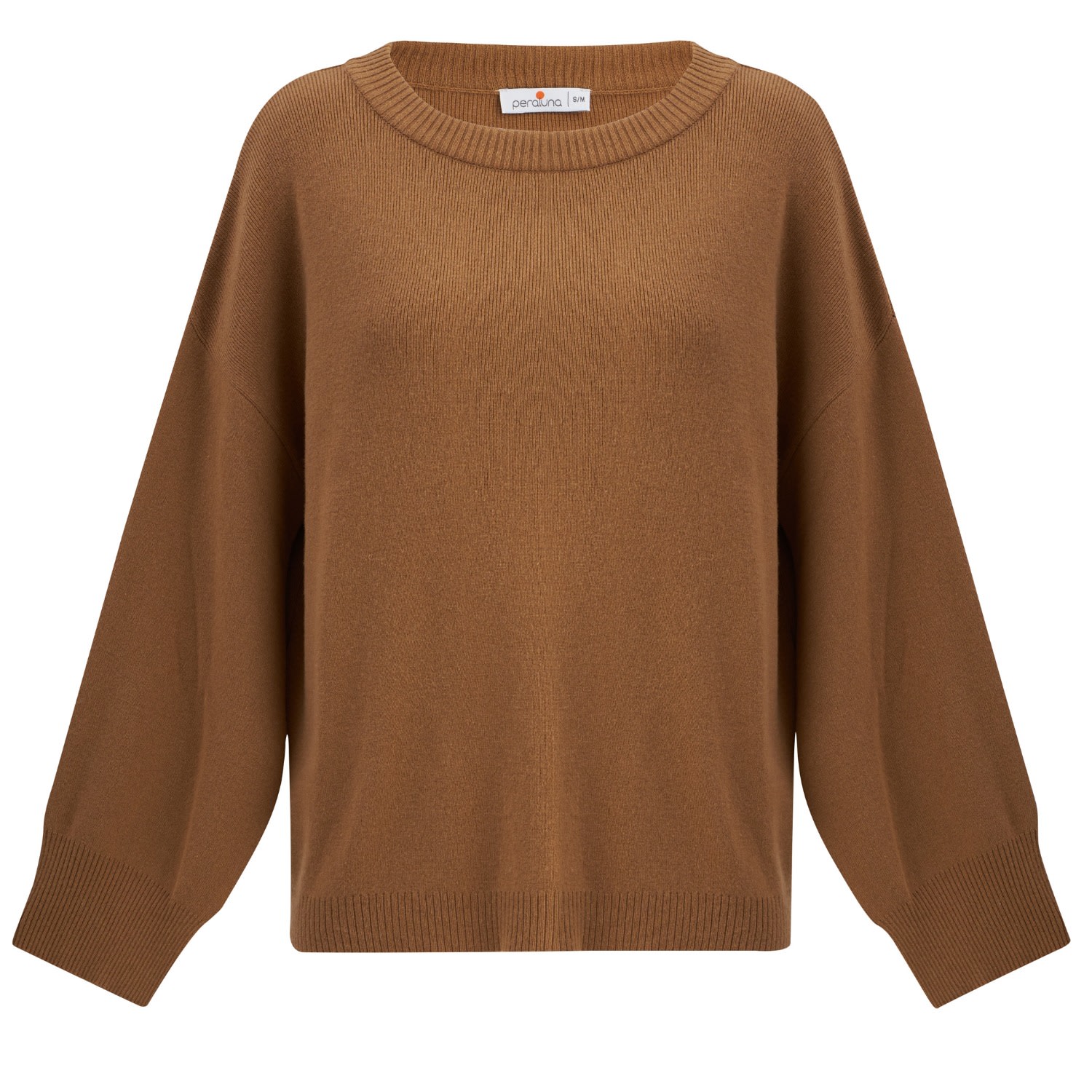 Women’s Brown Kimono Sleeve O-Neck Cashmere Blend Knitwear Pullover - Camel L/Xl Peraluna