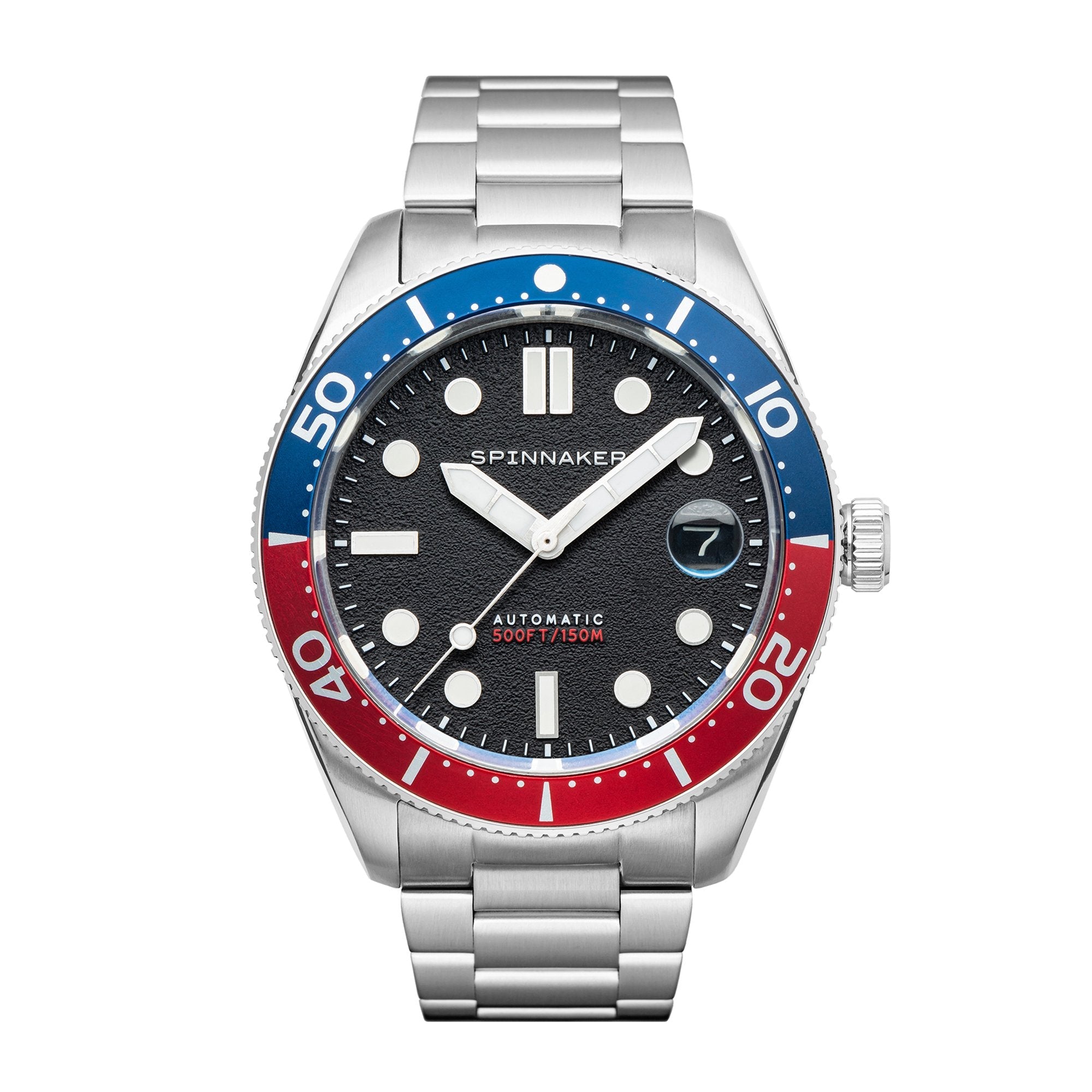 Spinnaker Black  Croft Mid Size Men's Japanese Automatic Elemental Watch In Black