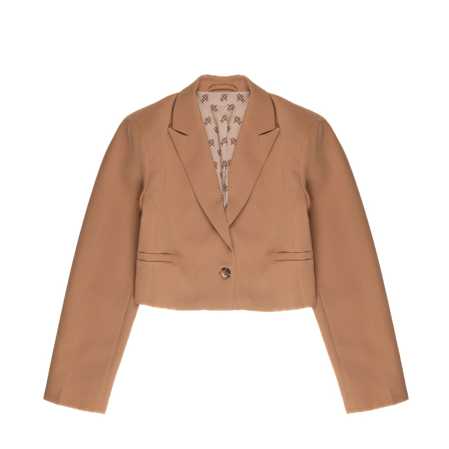 Roch Perel Women's Brown Silk Lined Cropped Blazer In Brown