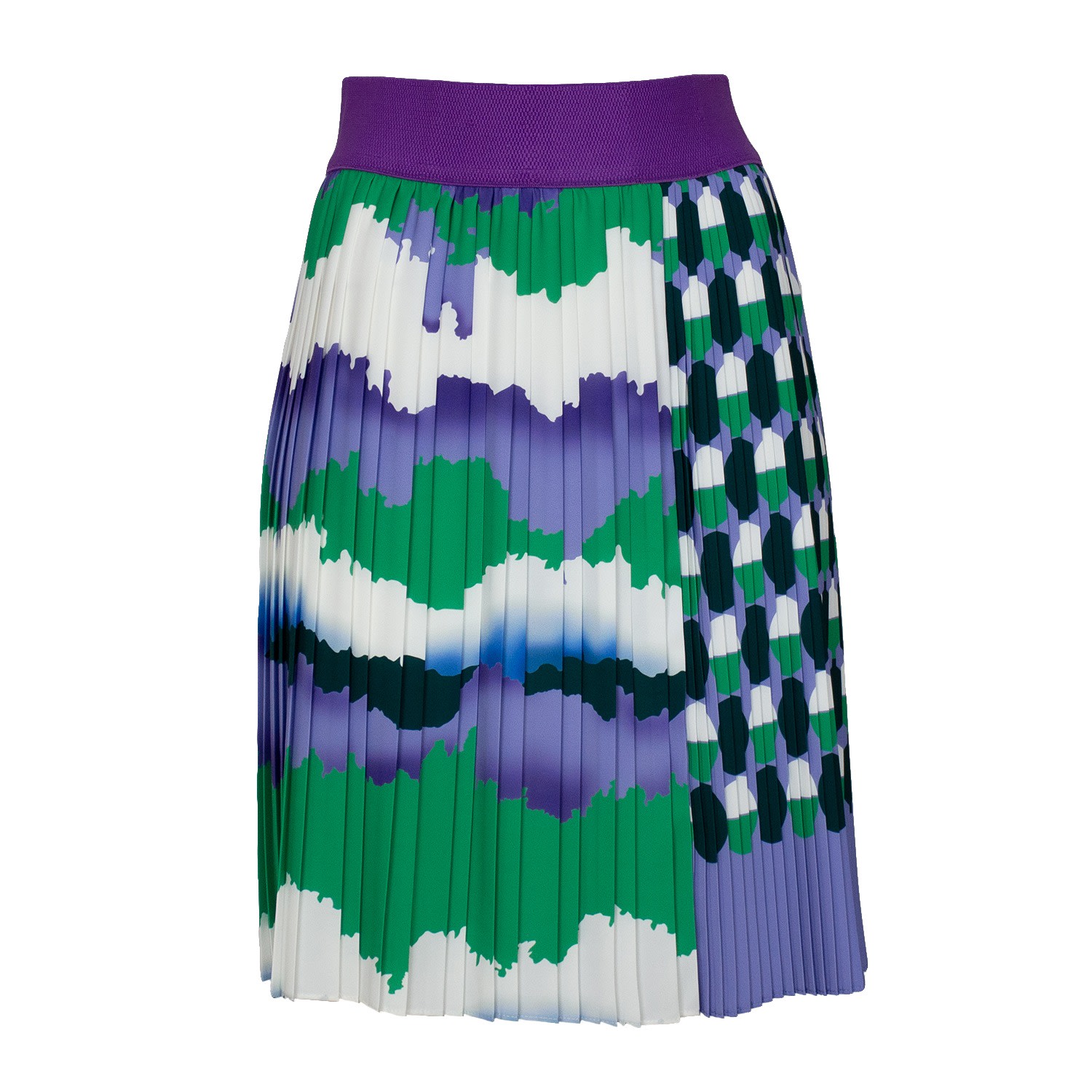 Lalipop Design Women's Knee-length Pleated Skirt With Wavey & Polka Dot Print