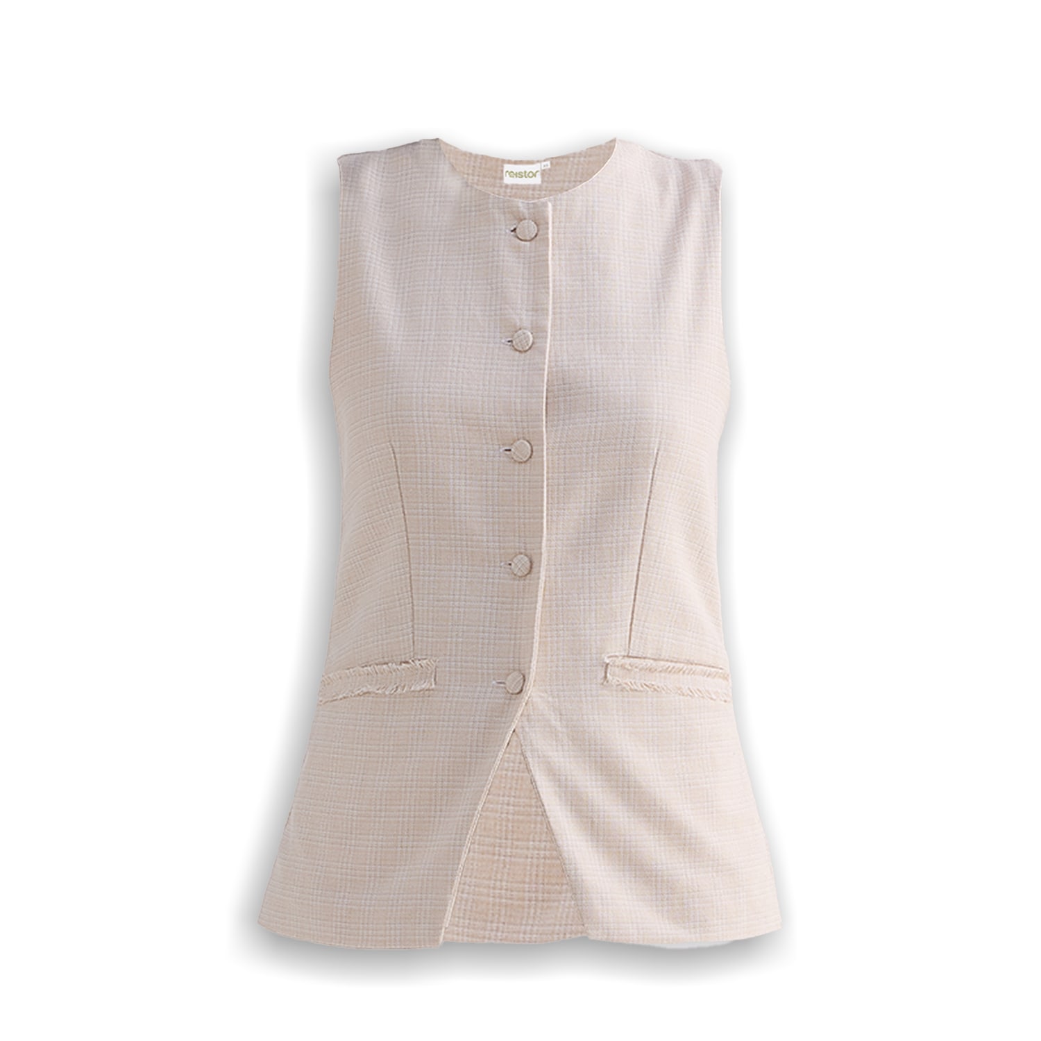 Women's White Cotton Tweed Vest Jacket In Cream | Medium | Reistor