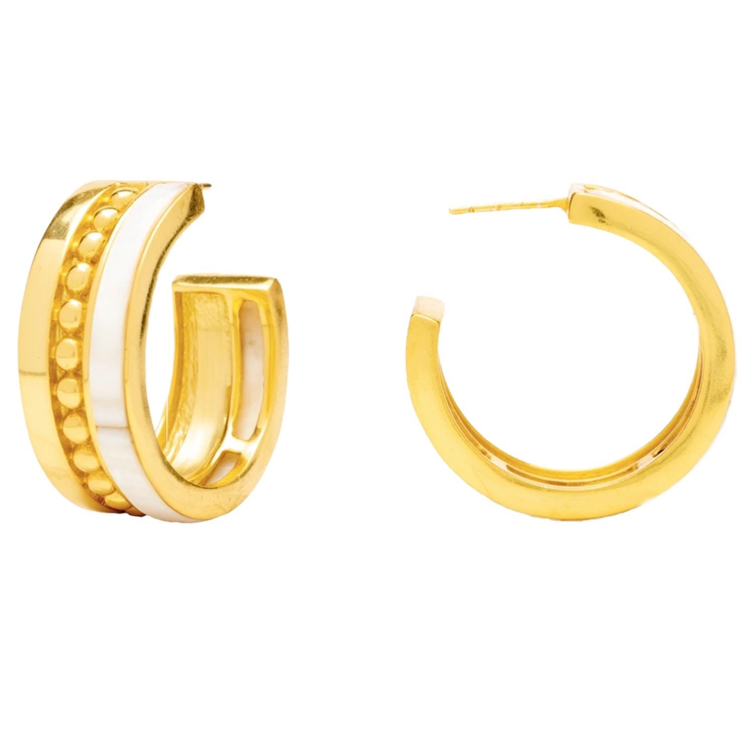 Women’s White / Gold Vintage Goldplated Moss Hoops Lavani Jewels