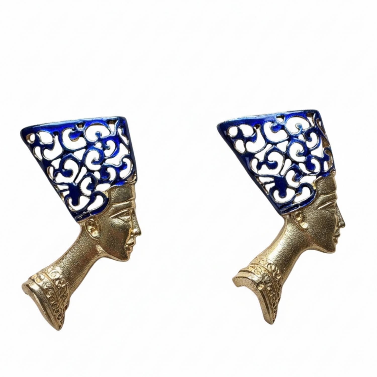 Silver & Elegant Co. Women's Gold The Nefertiti Enamel Earrings