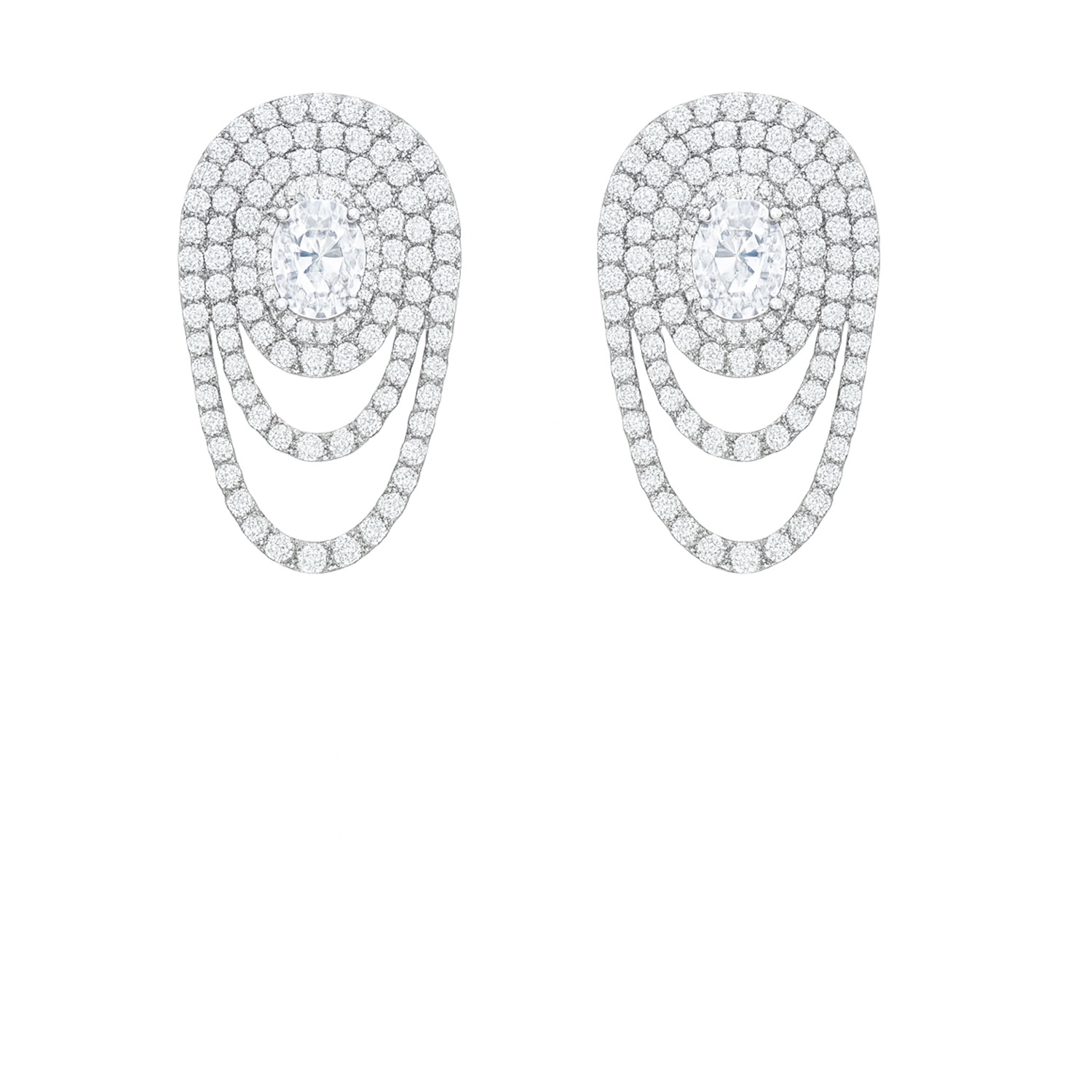 The Gala Women's Silver Layered Oval Draped Earrings In Metallic