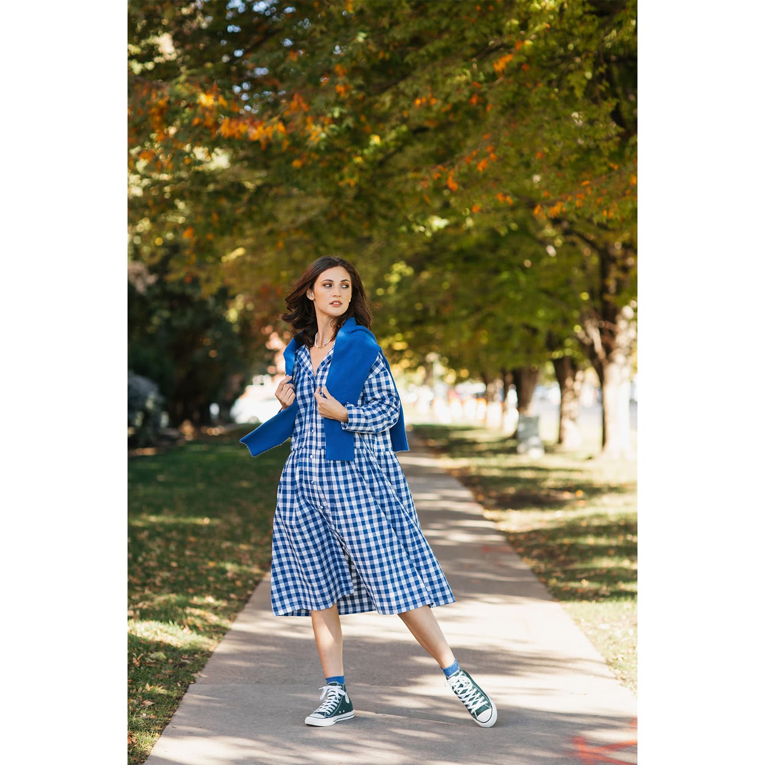 Cotton Linen Gingham Shirt Dress Cobalt Blue | Zenzee | Wolf & Badger