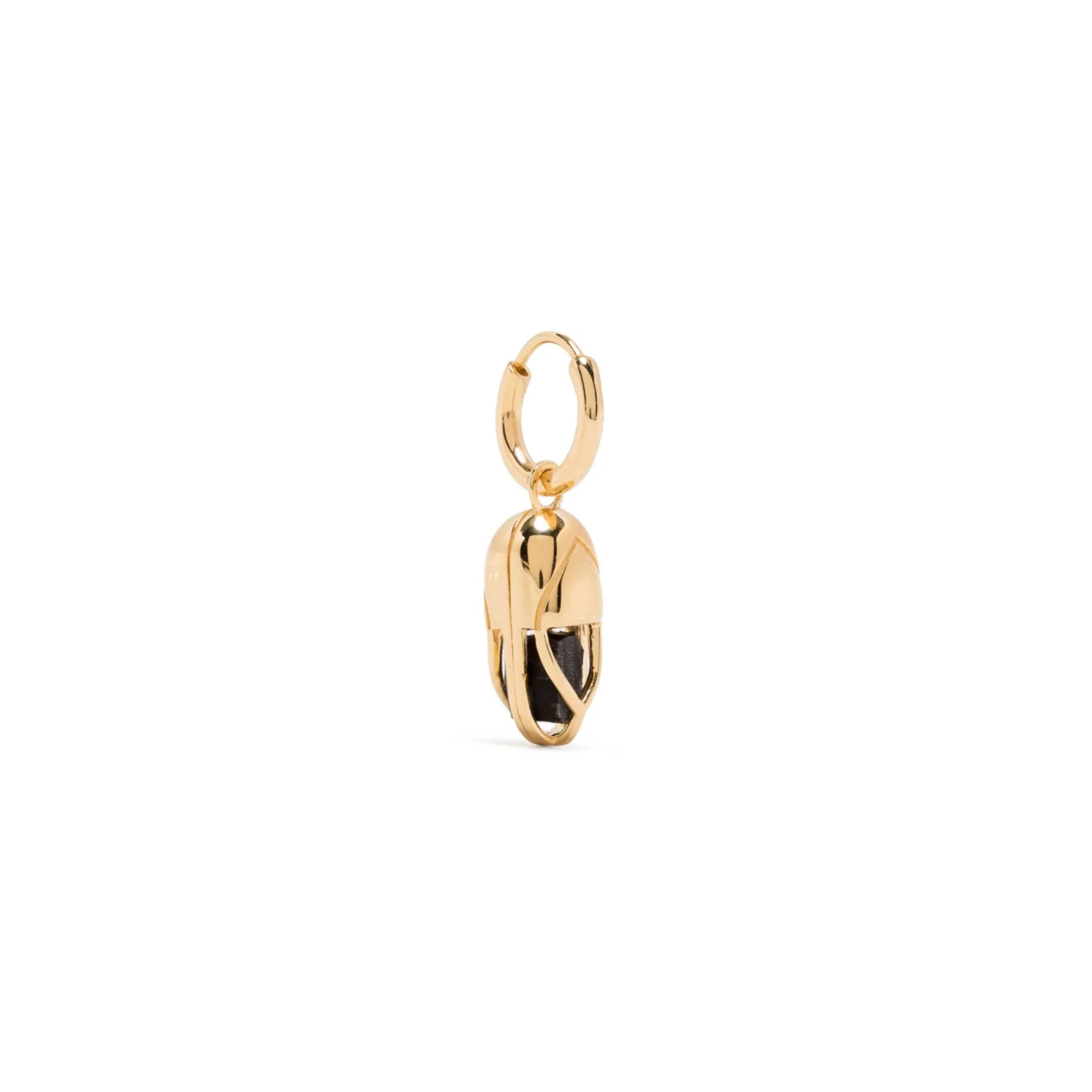 Women’s Gold / Green Mini Capsule Crystal Hoop Earring - Black Onyx, Gold Vermeil Capsule Eleven