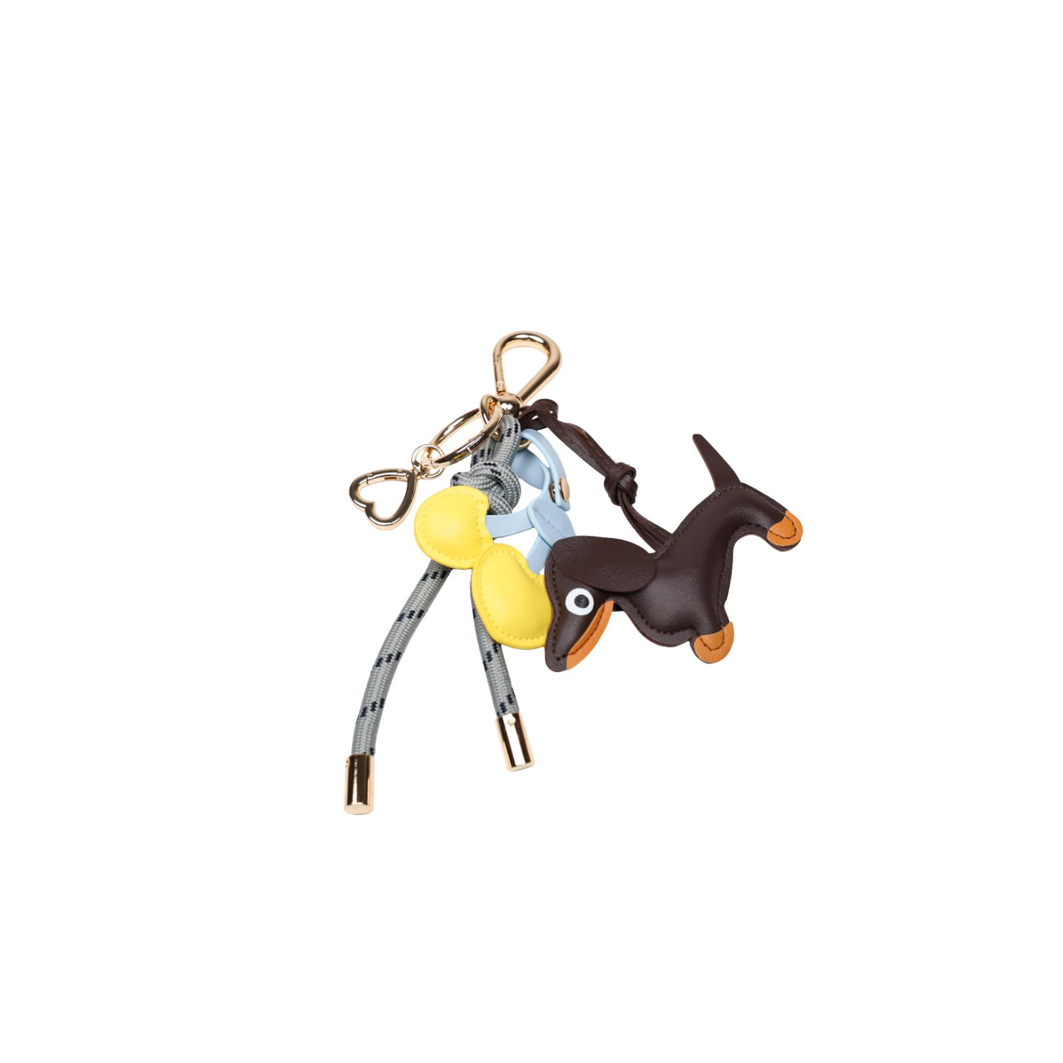 Pop Ups Brand Women's Key Chain Stone Grey With Charms - Espresso Dog And Yellow Heart Cherries In Gray