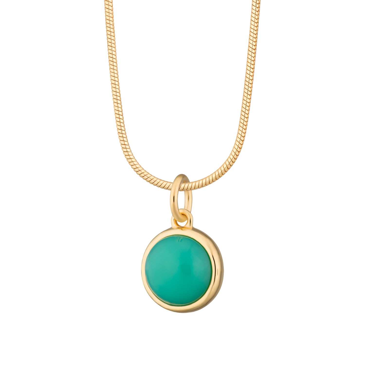 Women’s Gold Plated Chrysoprase Touchstone Necklace With Slim Snake Chain - Happiness Lily Charmed