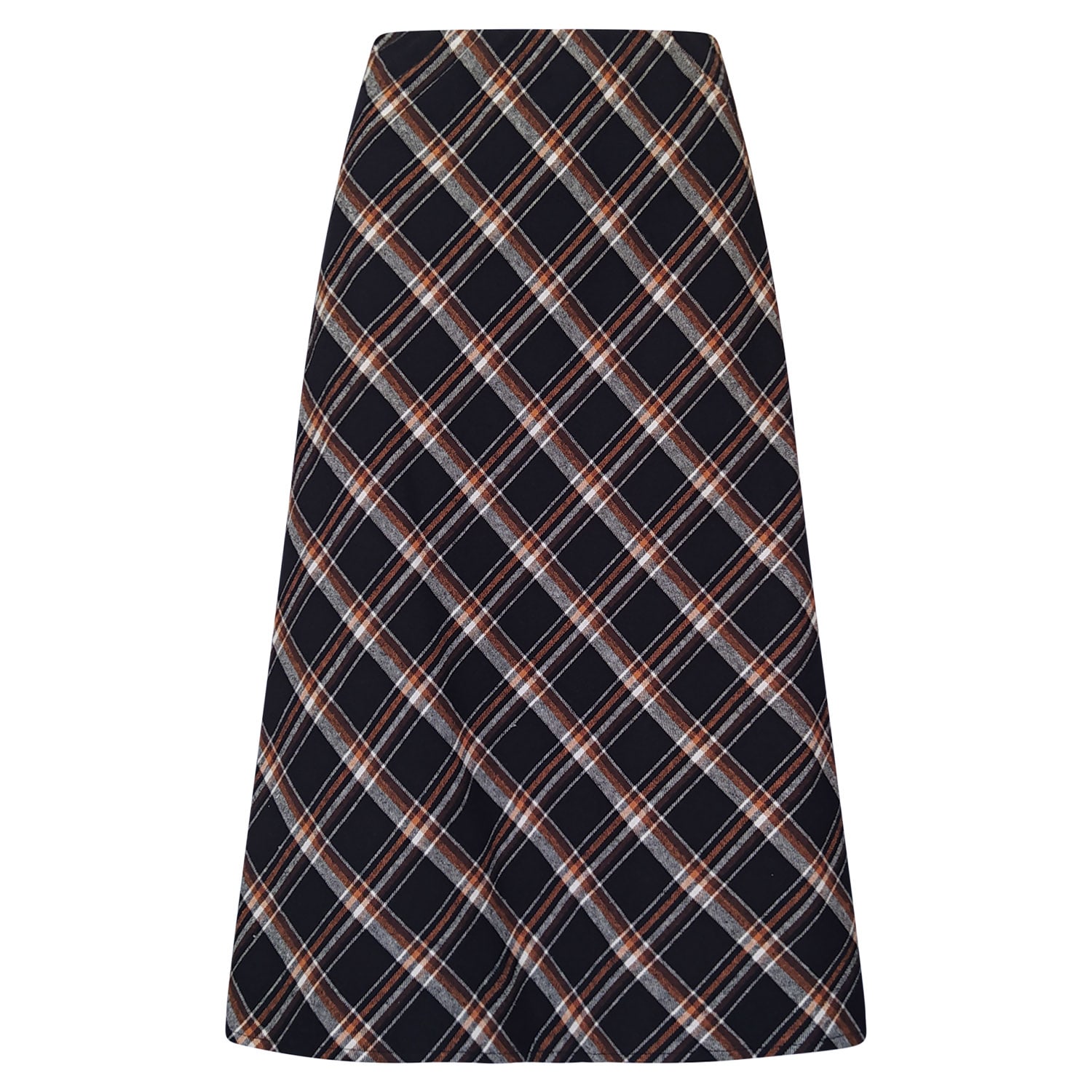 Women’s Black Checkered Midi A Line Skirt Large Haris Cotton