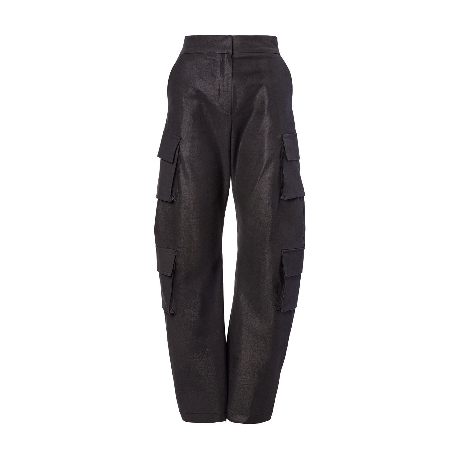 Bluzat Women's Brown Denim Cargo Trousers With Pockets In Brown