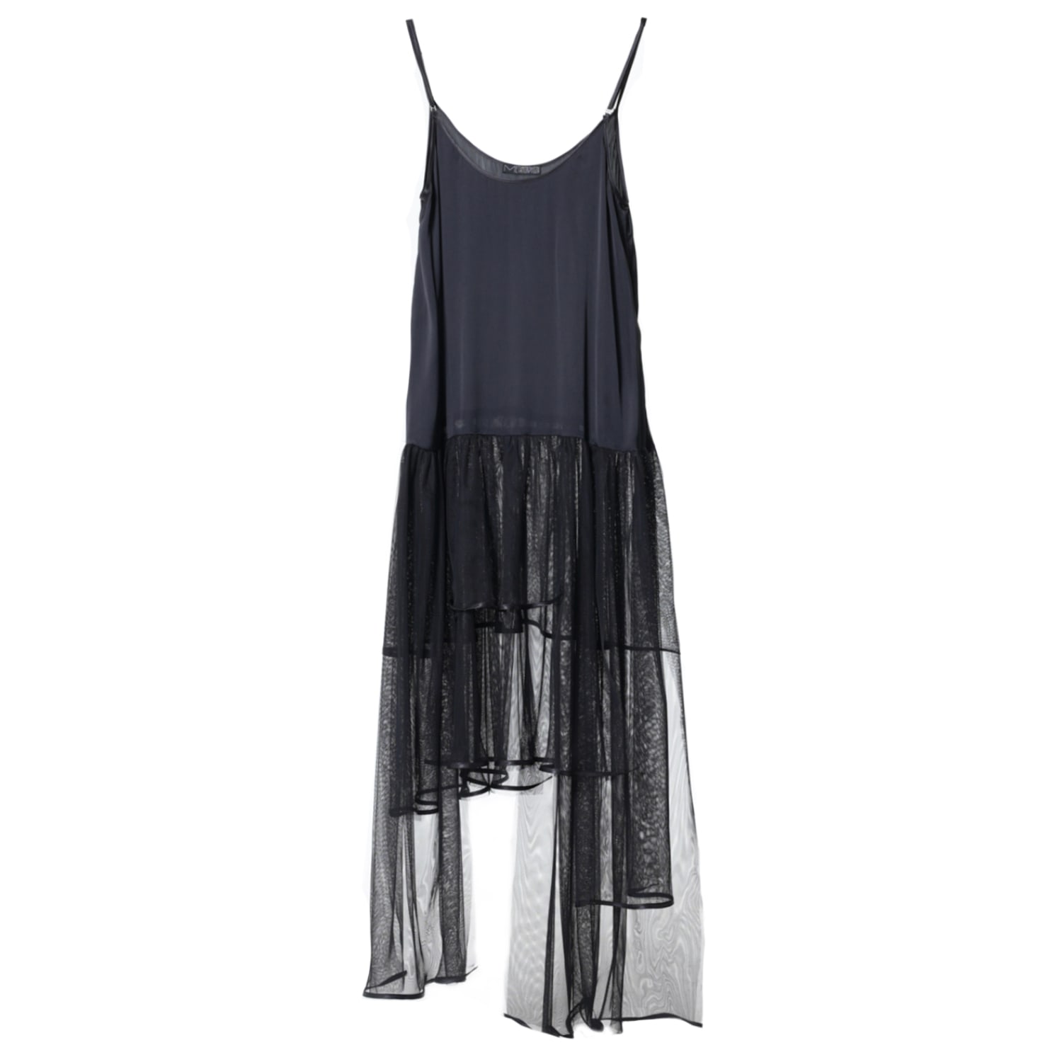 Metamorphoza Women's Black Satin Tunic With Tulle Layer In Black