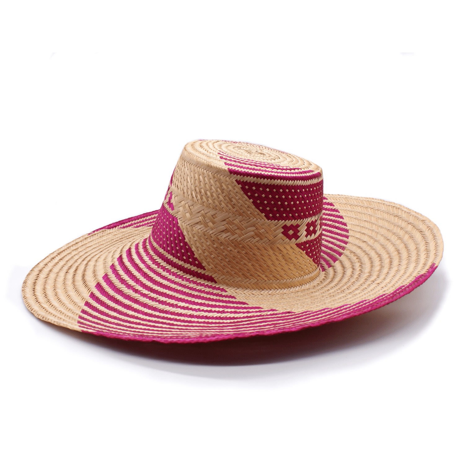 Women’s Pink / Purple Yonna Wide Brim Straw Hat Fuchsia Large Washein