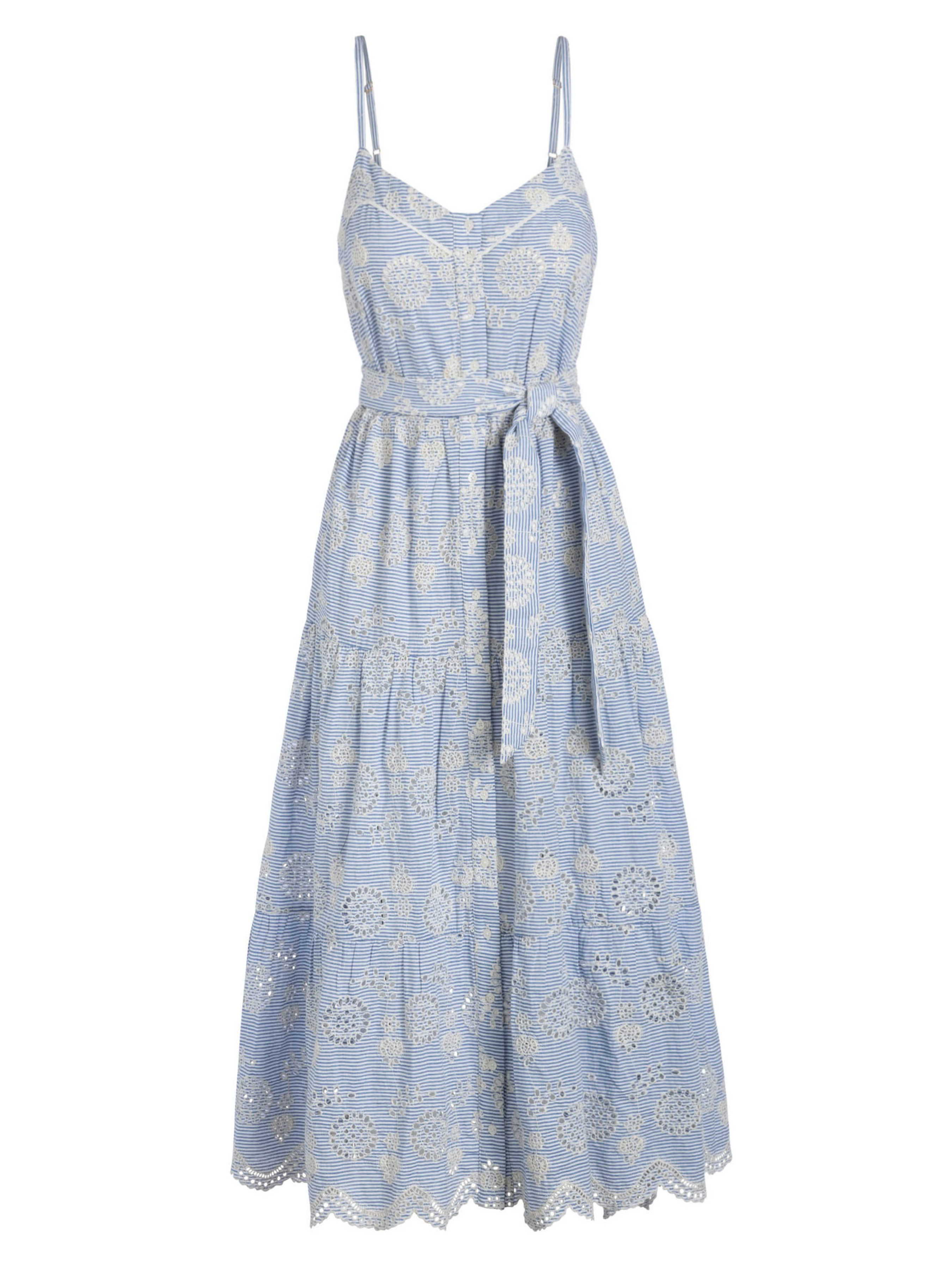 Women's Blue / White Addyson Dress In Sky/Natural Eyelet | Small | Change of Scenery