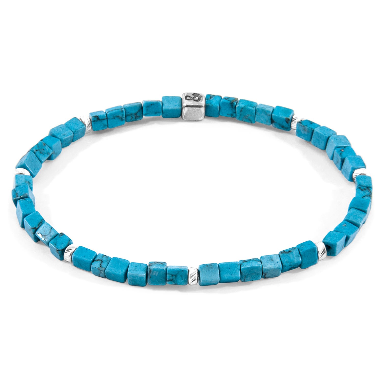 Men's Silver / Blue Turquoise Blue Tekapo Silver & Stone Bracelet | Anchor & Crew