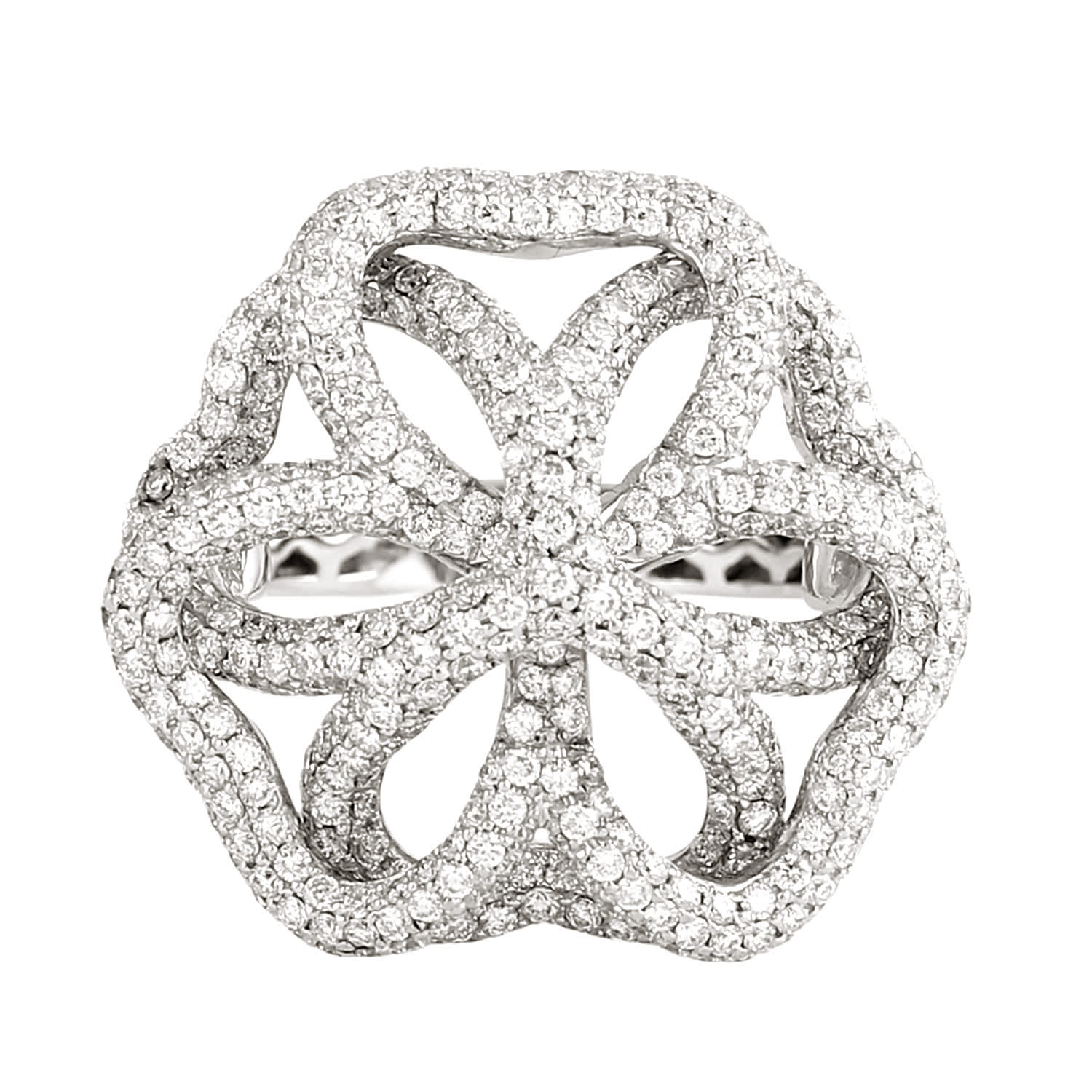 Artisan Women's Natural Diamond Designer Cocktail Ring In White Gold