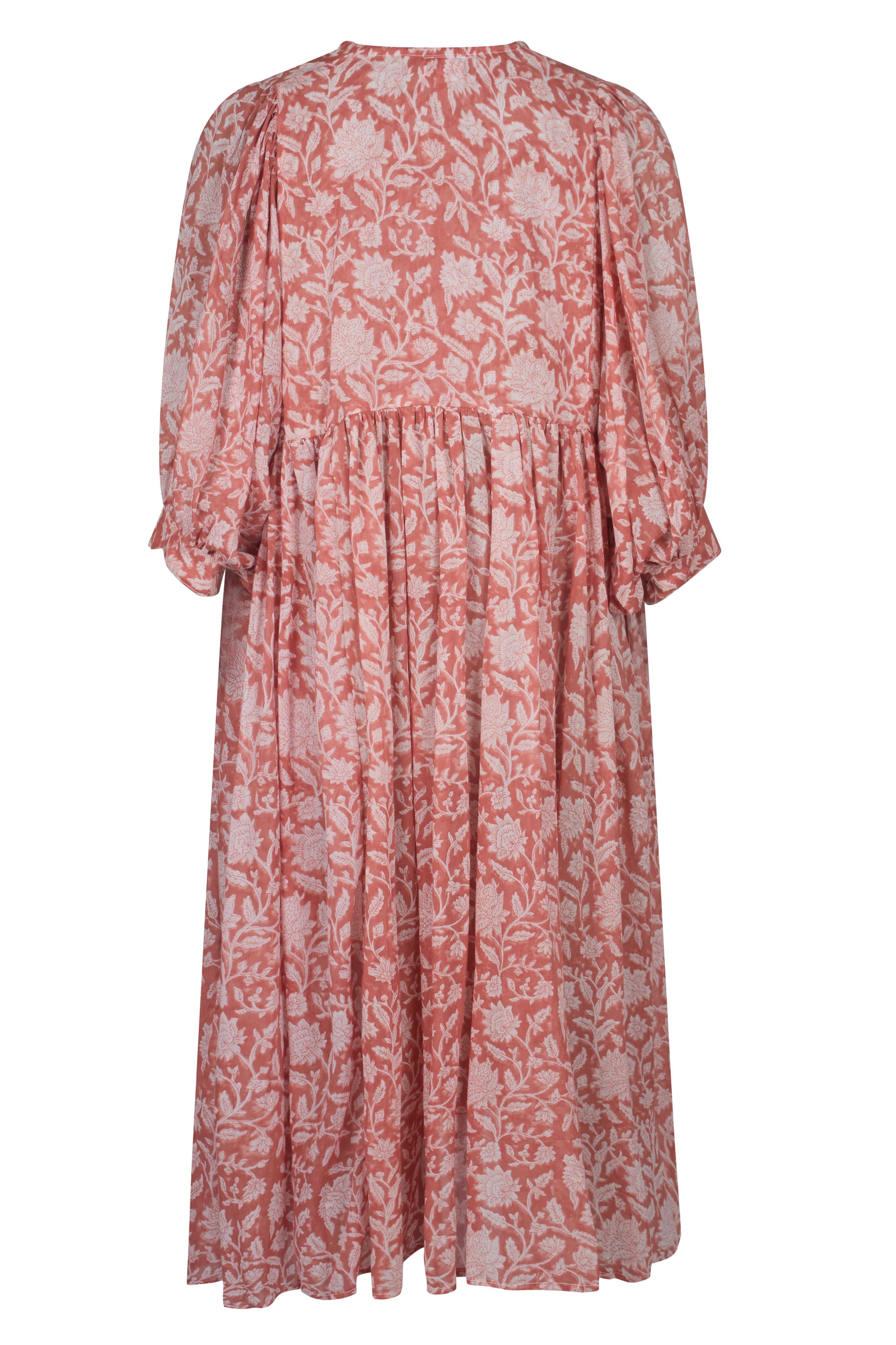 La Mandarine Reese Floral Midi Dress - Orange/White