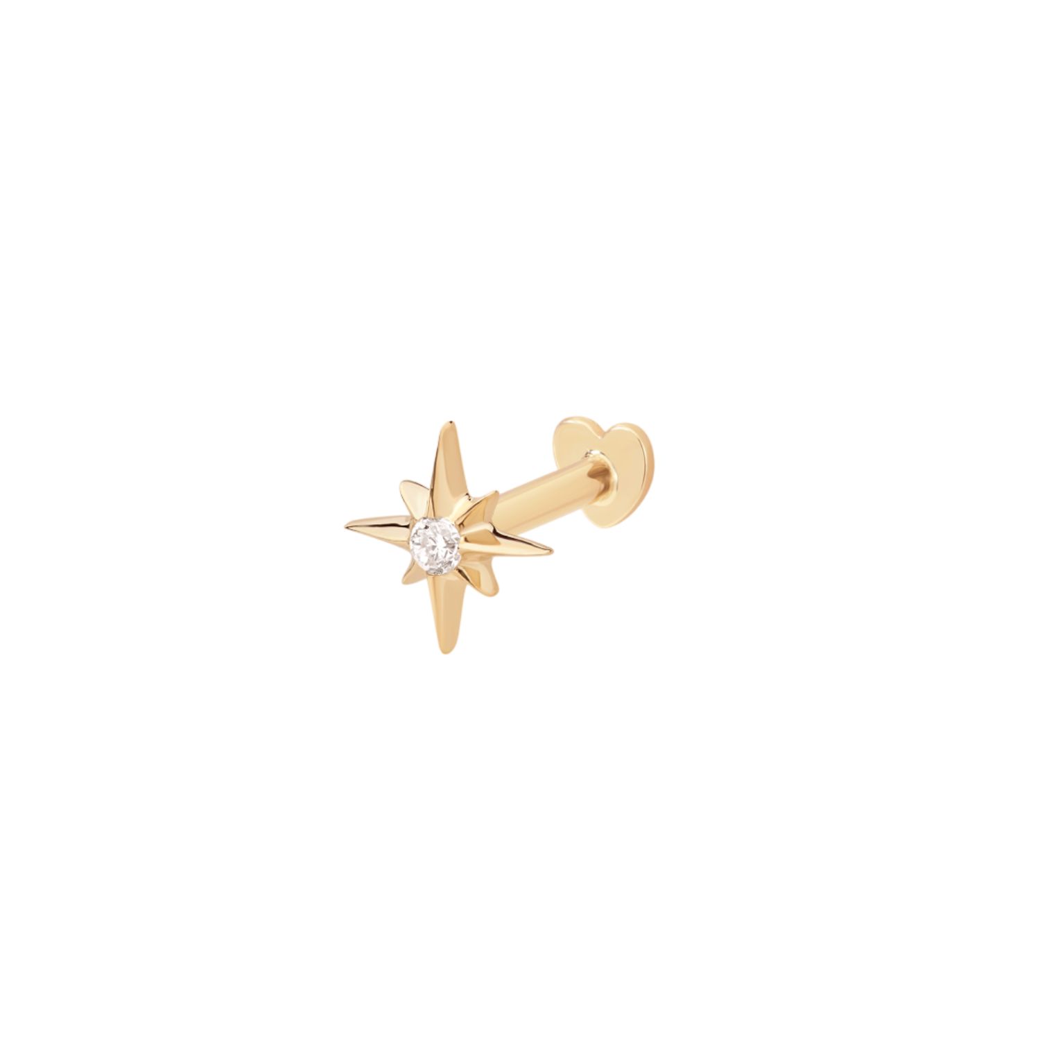Vanchi Women's 14k Solid Yellow Gold Lab-grown Diamond North Star Flat Back Stud In Gold