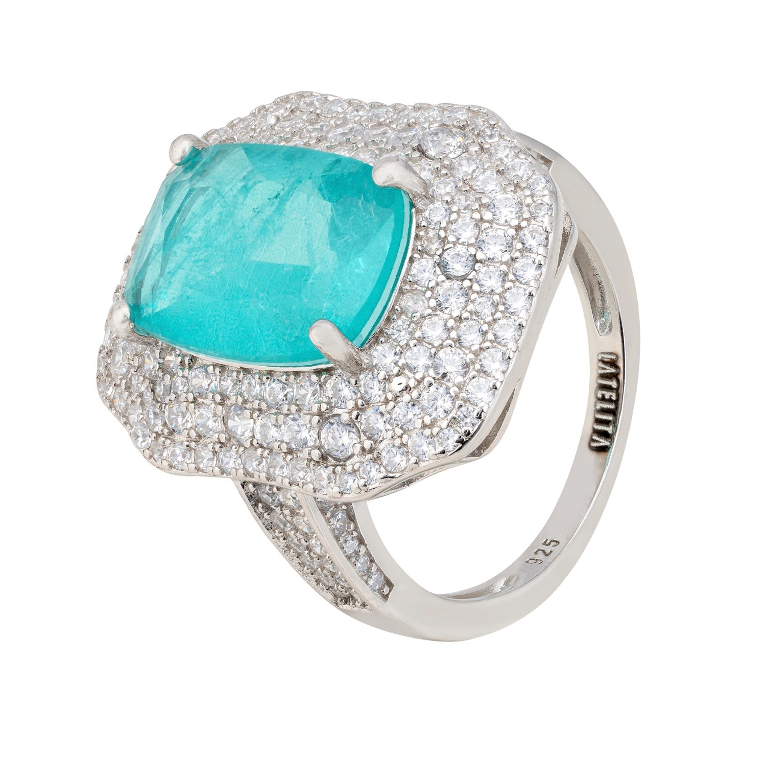 Women’s Silver / White / Green Seraphina Cocktail Ring Paraiba Tourmaline Silver Latelita