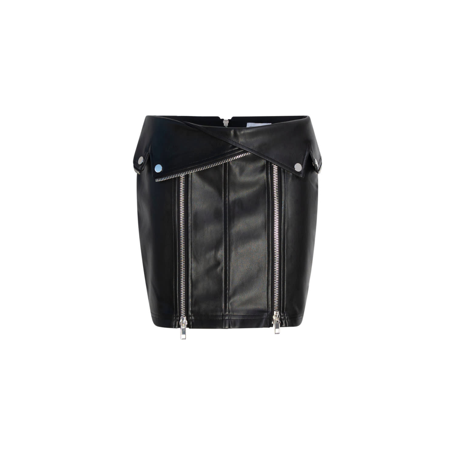 Circular Path Women's Black Mini Biker Vegan Leather Skirt In Black