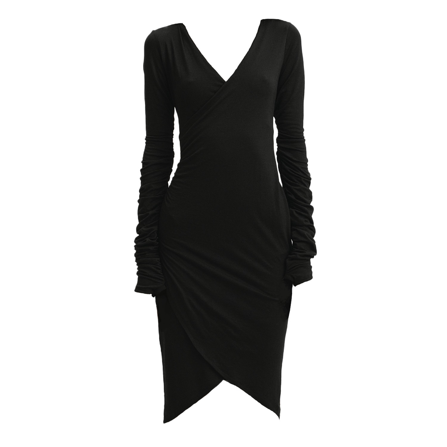 Galleriadele Women's Black Runway Merino Ruched Dress In Black