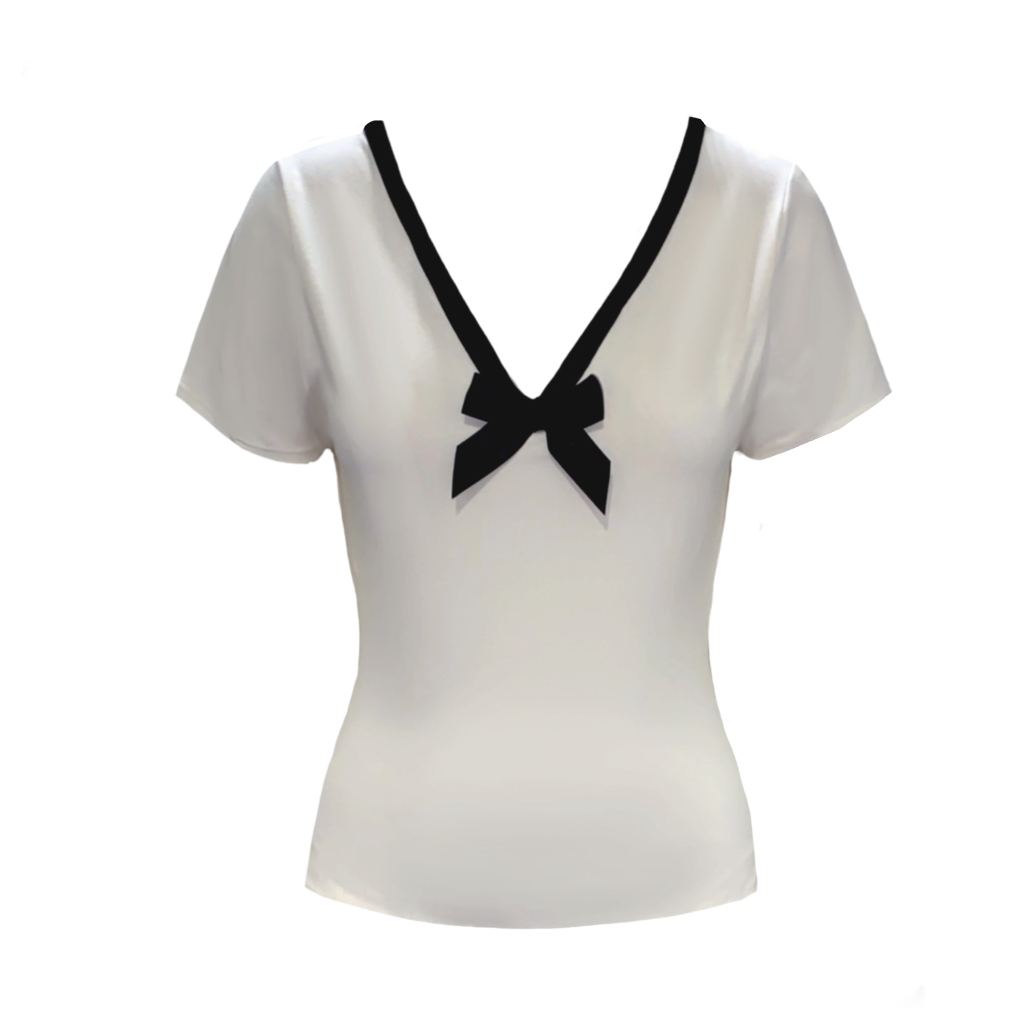 Frock Tales Women's Black / White Tuamoto Top In Cream With Black Trim And Bow