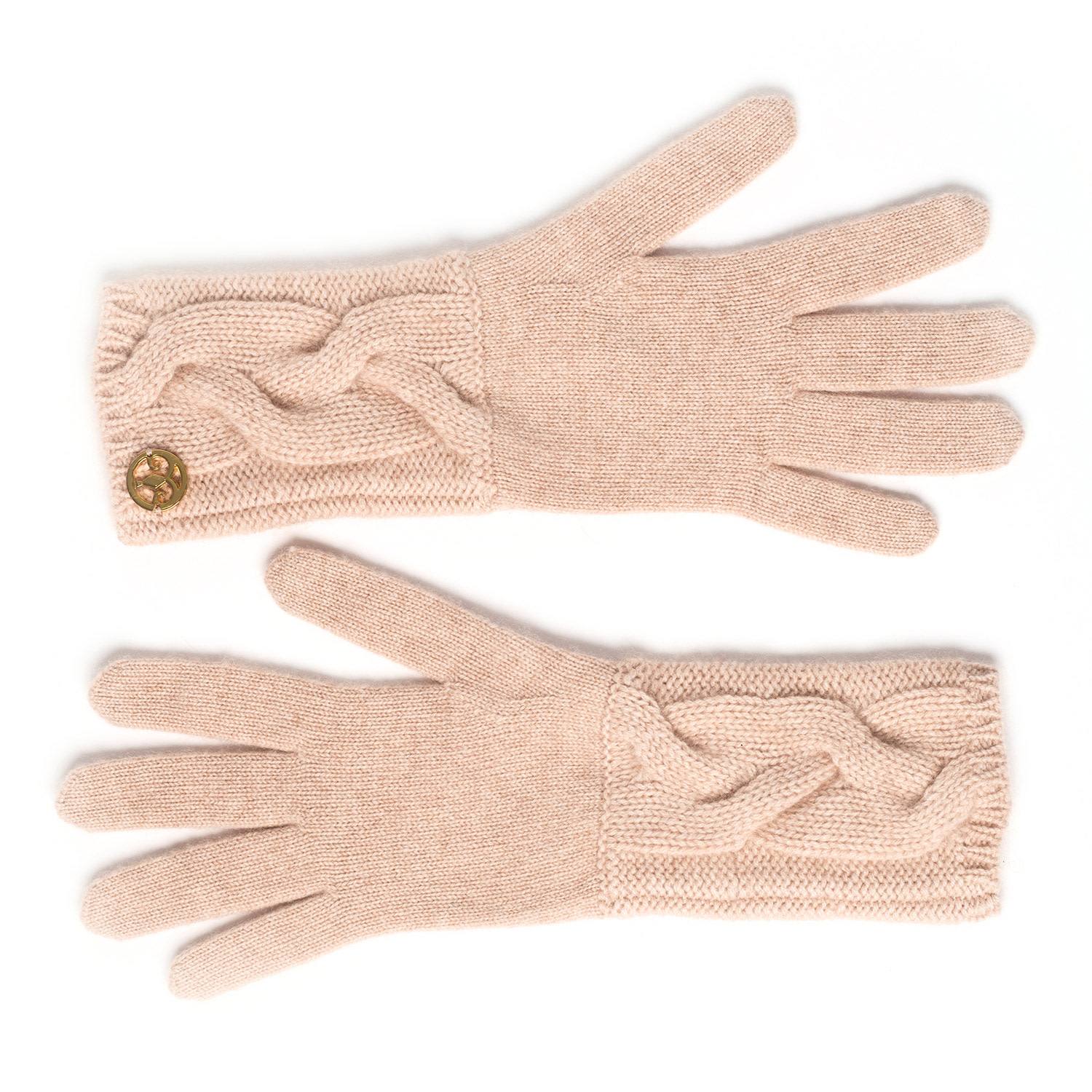 Bel Cashmere Women's Neutrals Cable Knitted Beige Cashmere Gloves