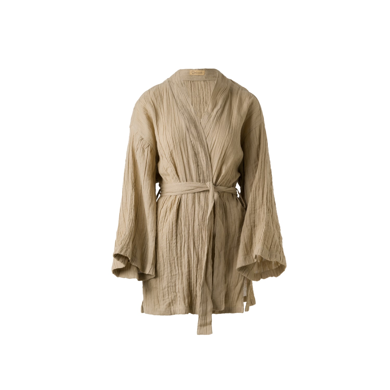 Delicate Women's Neutrals / Brown Crinkle Linen Kimono