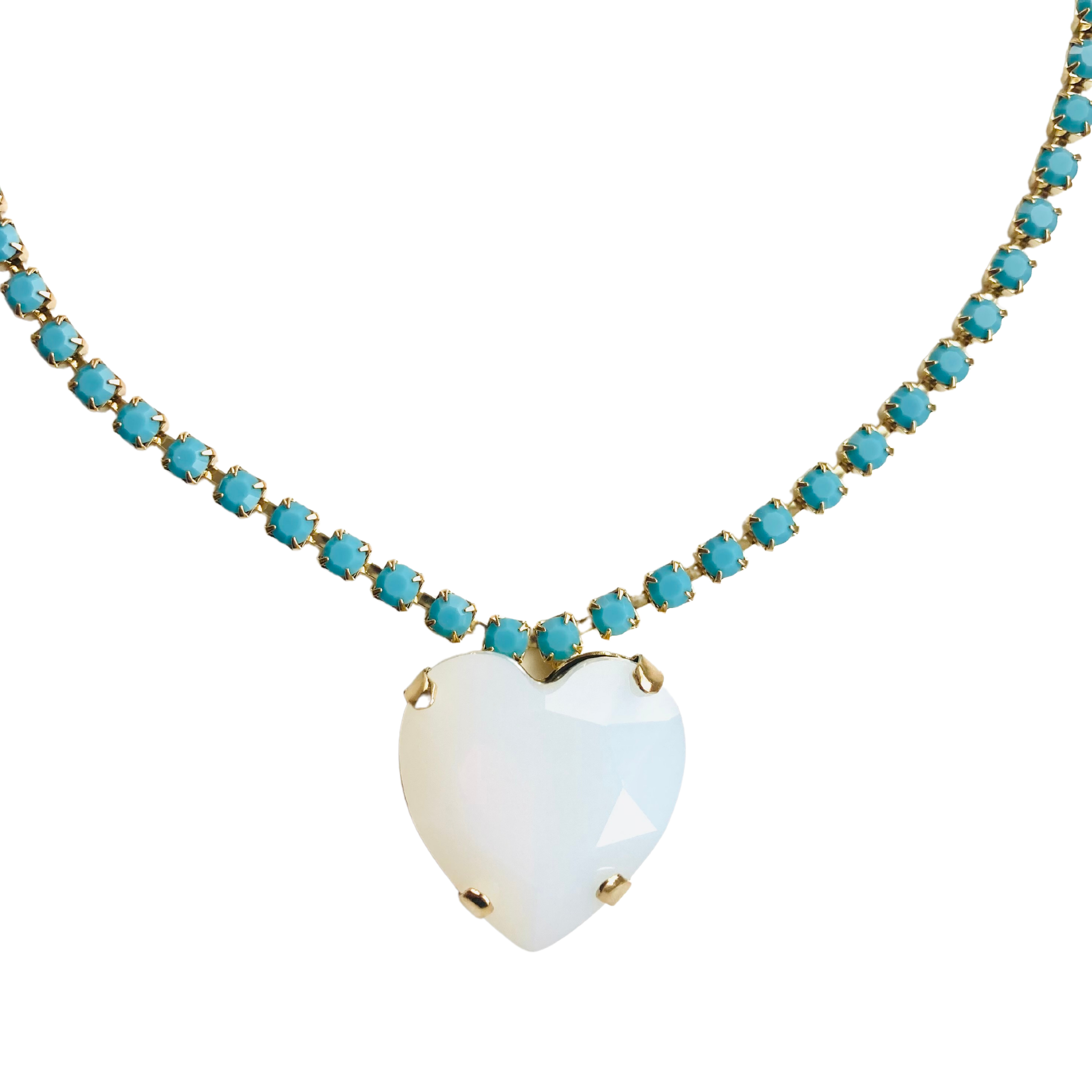 The Pink Reef Women's Heart Of The Ocean Necklace White Opal In Blue