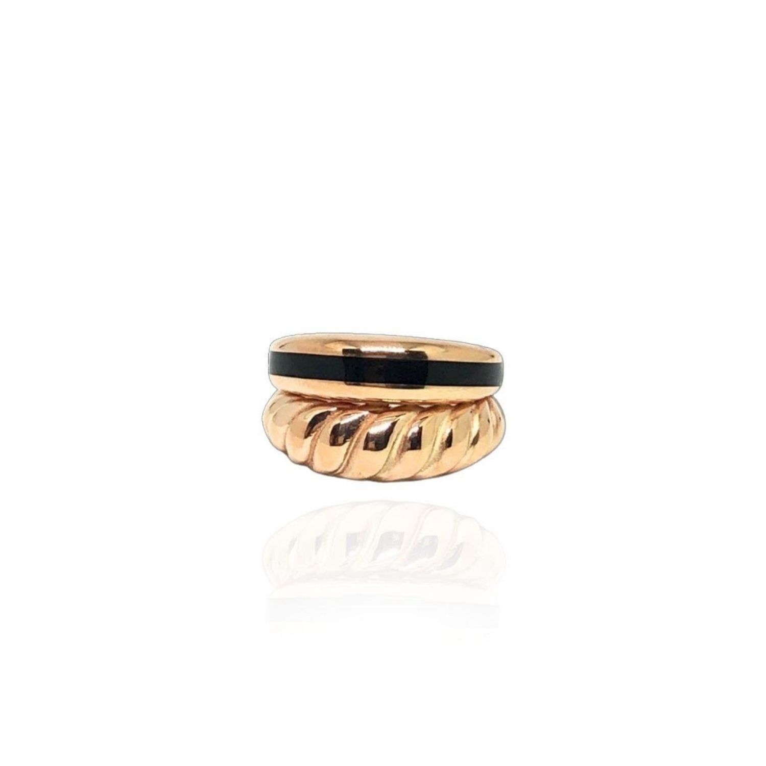 Women’s Rosa Black Enameled Ring Rose Gold Linya Jewellery