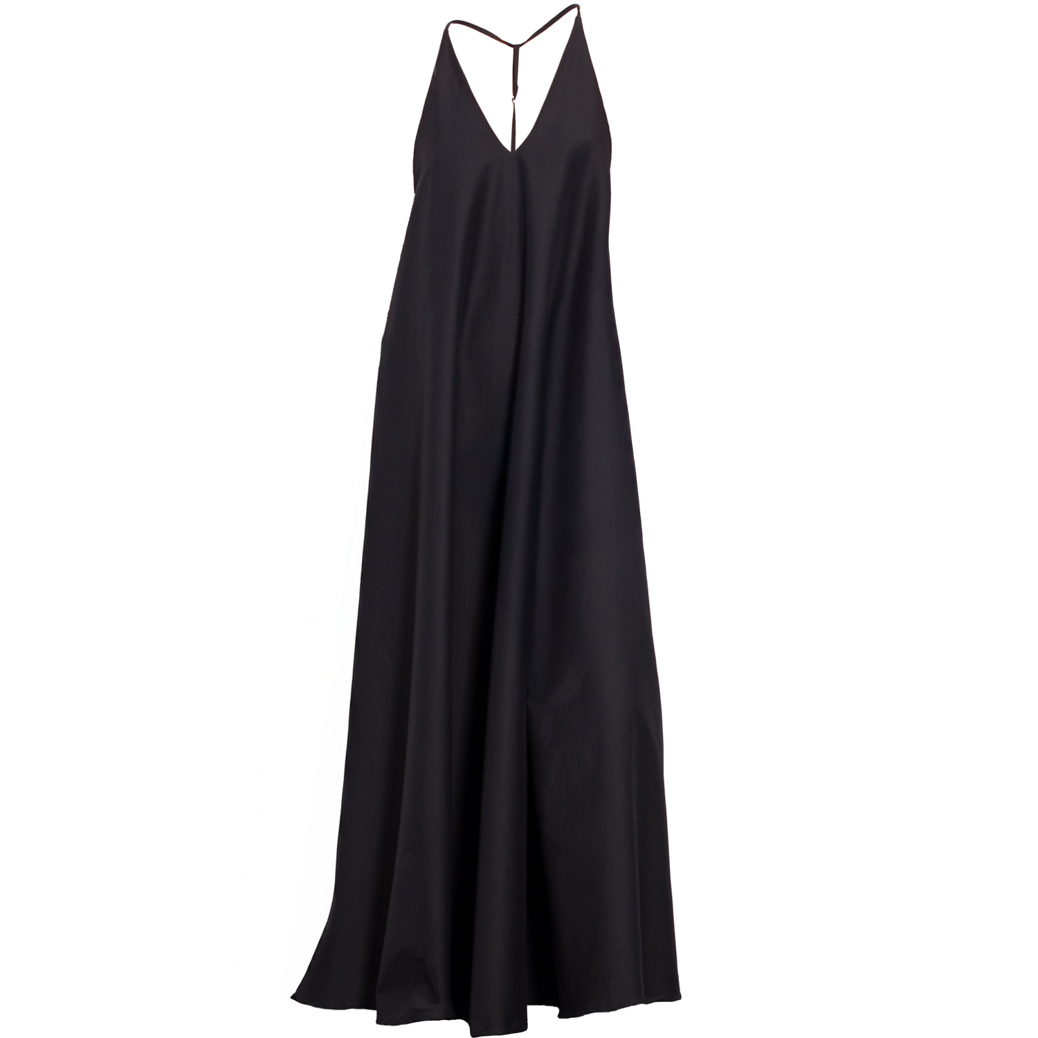 Gaffer&fluf Women's Deep Back A-line Maxi Dress-black In Black
