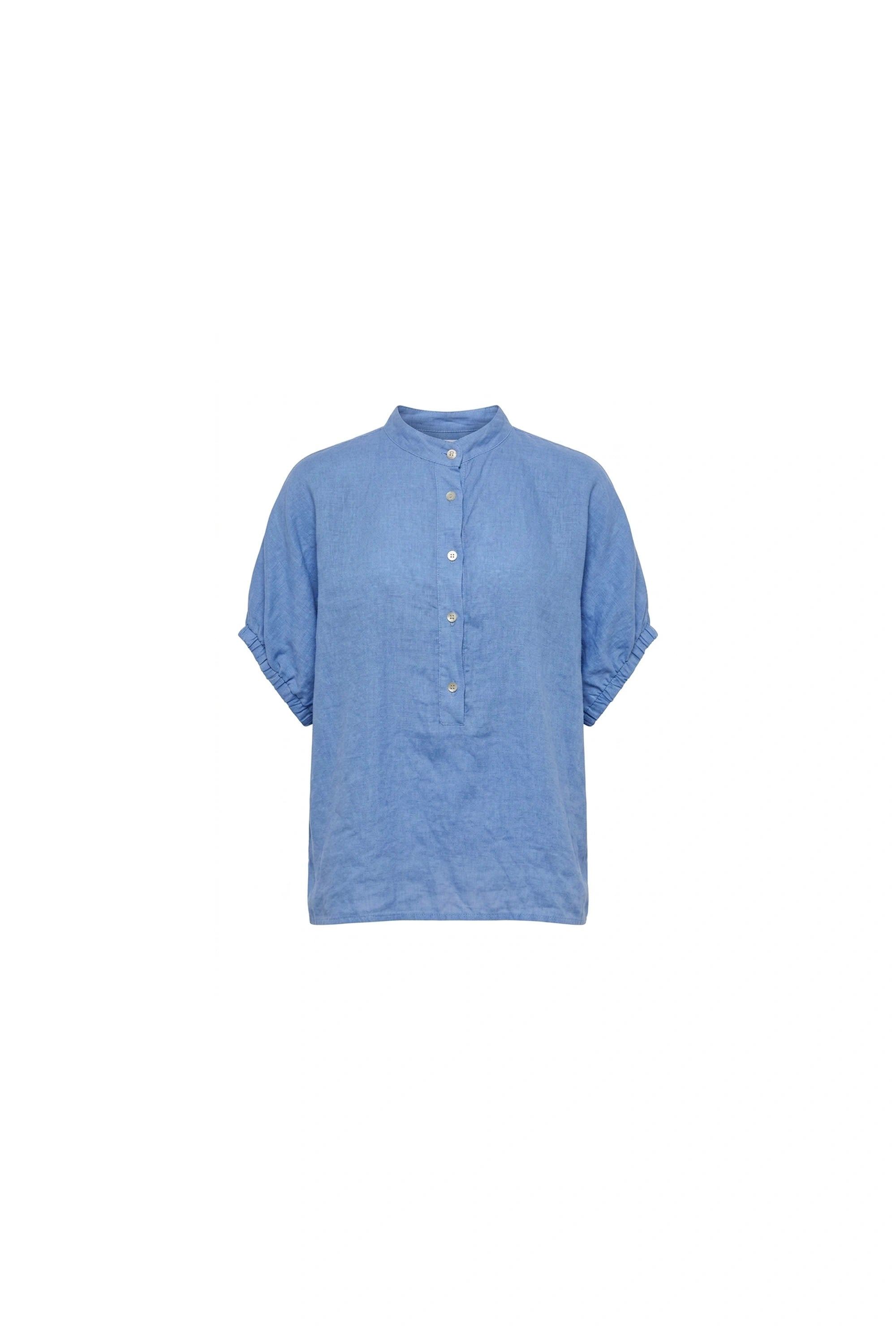 James Lakeland Women's Relaxed Blue Linen Blouse